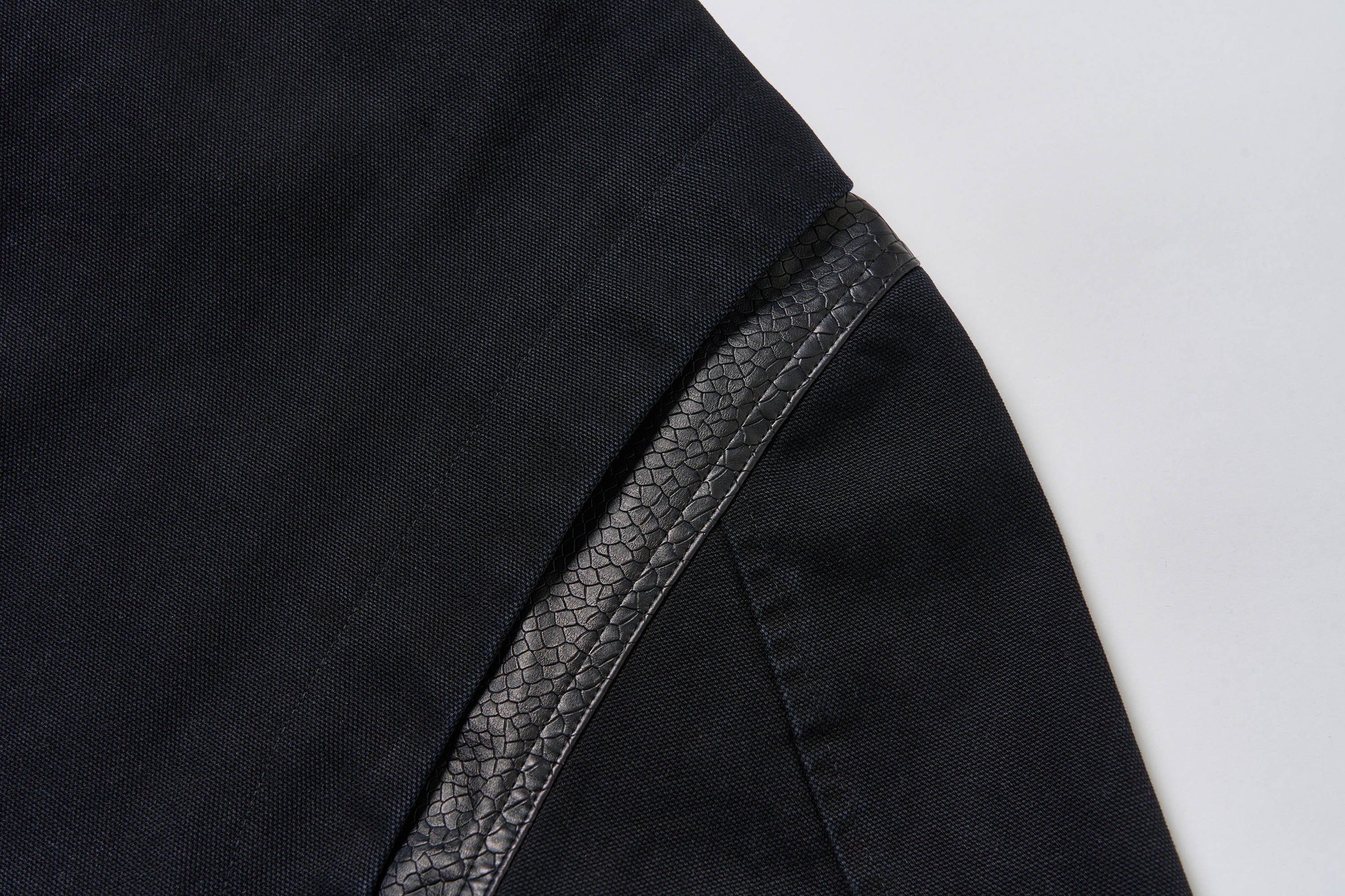 SAVAGEGROWTHWORLD Rivet Faux Leather Paneled Detroit Jacket