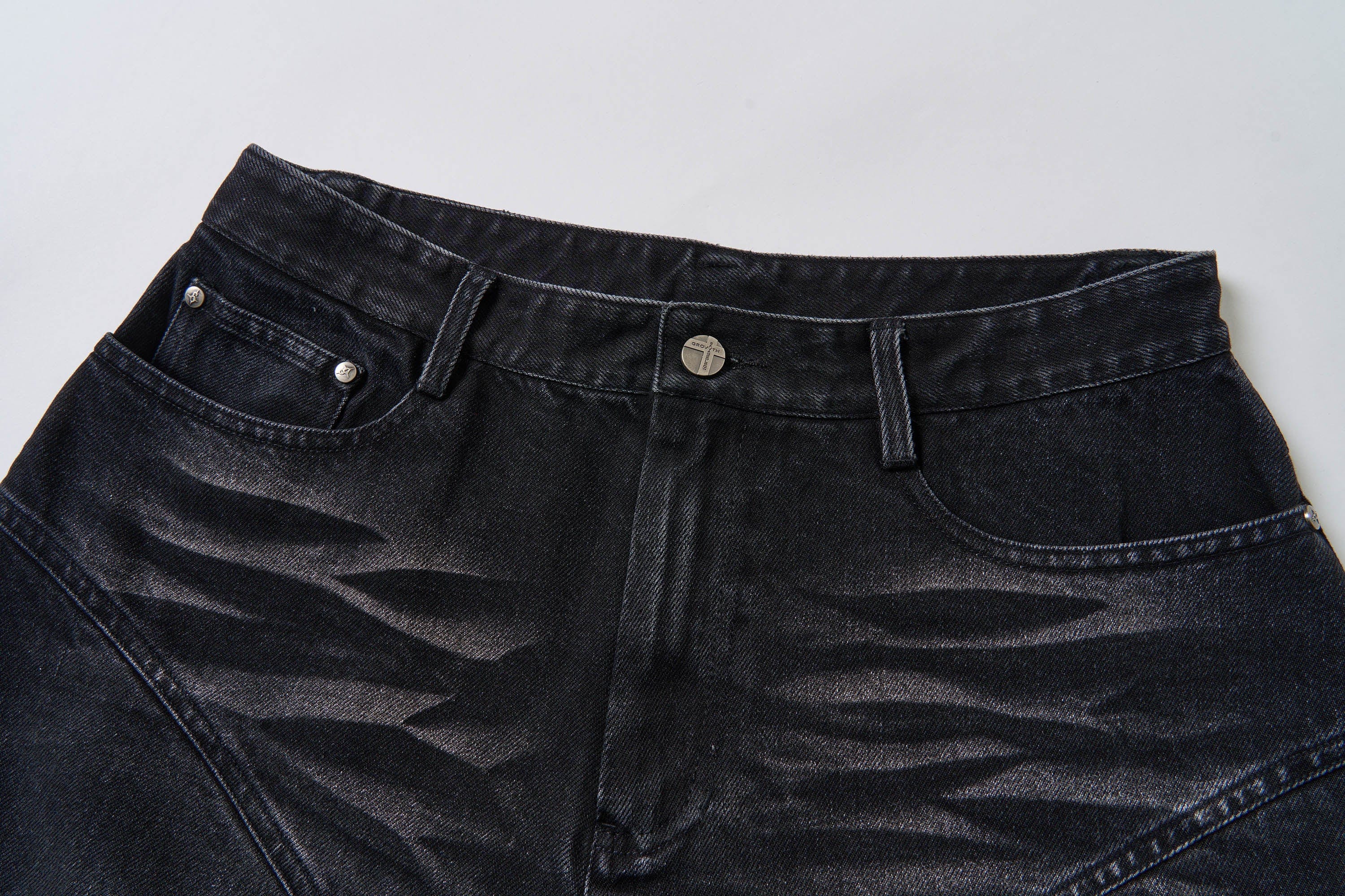 SAVAGEGROWTHWORLD Arc-Paneled Washed Oversized Balloon Jeans