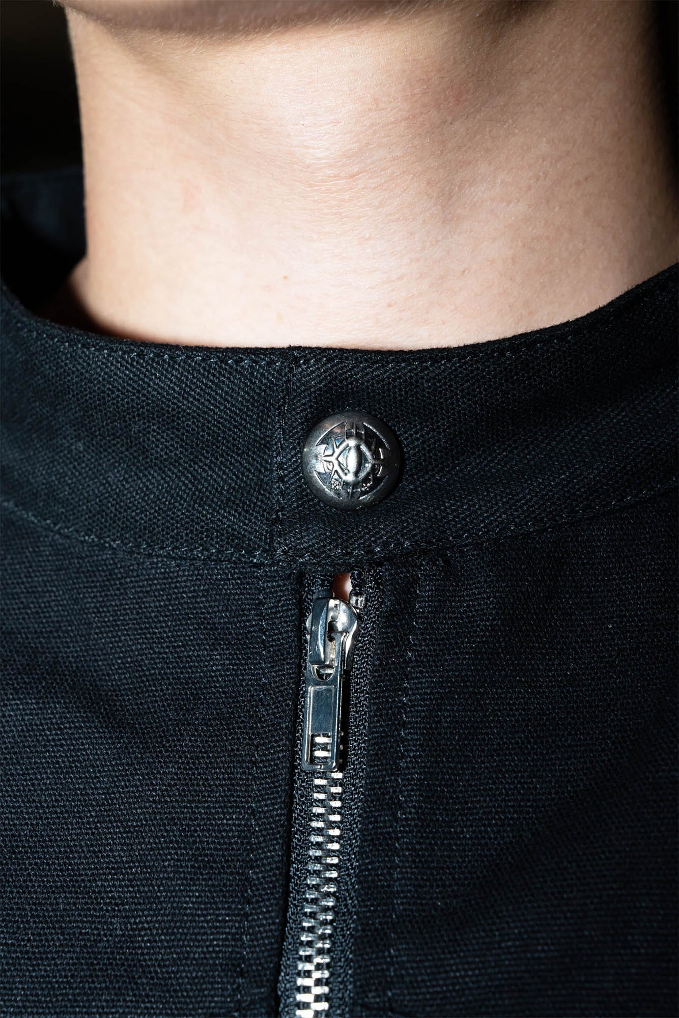 PHANTOMHUNTER Modern Canvas Paneled Biker Jacket