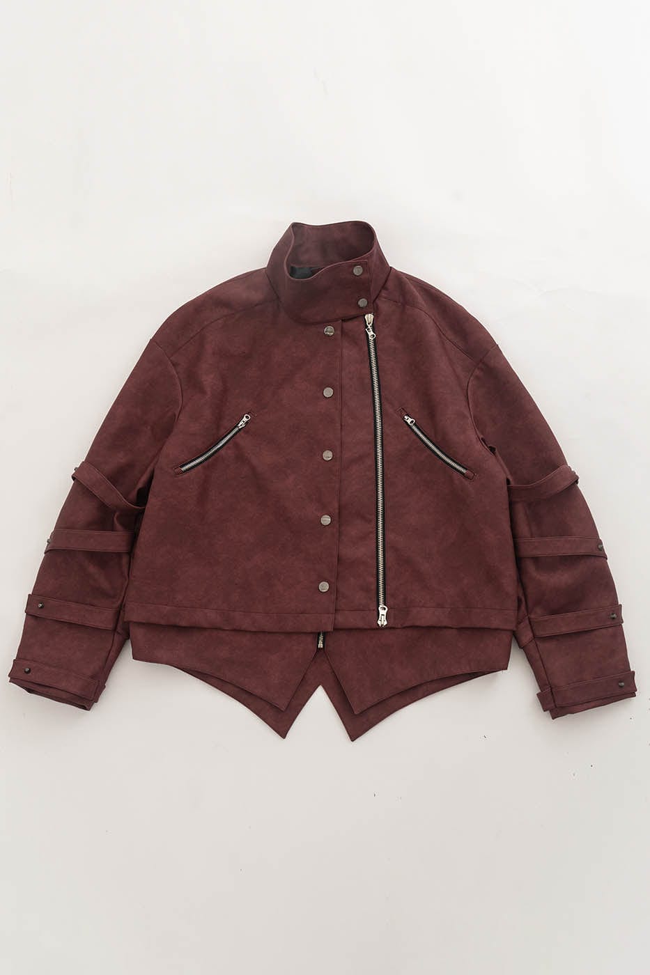 KADAKADA Swallowtail Rivet Zipper Faux Leather Jacket
