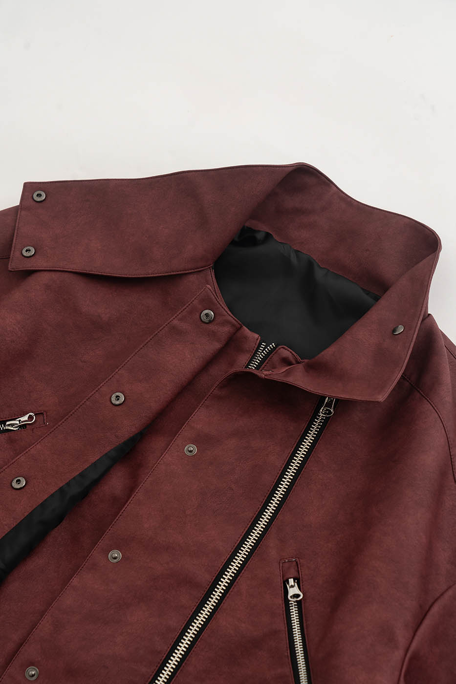 KADAKADA Swallowtail Rivet Zipper Faux Leather Jacket