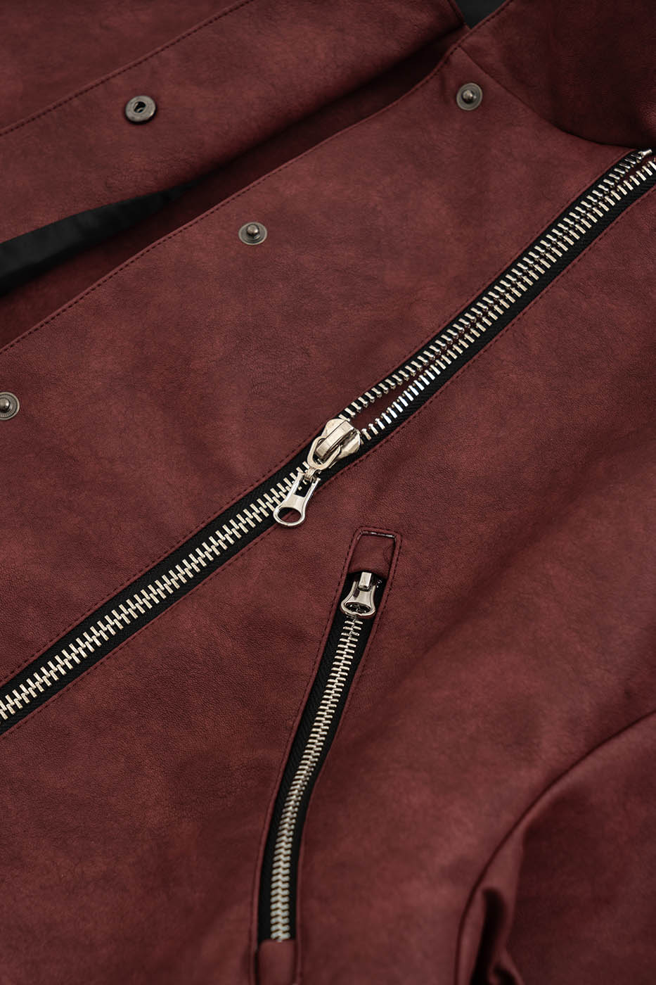 KADAKADA Swallowtail Rivet Zipper Faux Leather Jacket
