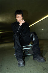 PHANTOMHUNTER Modern Canvas Paneled Biker Jacket