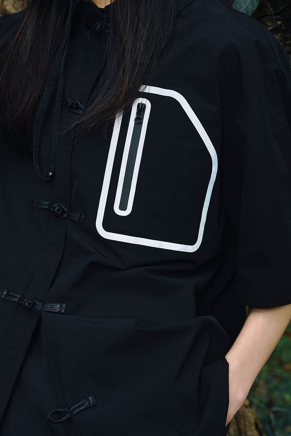ENSHADOWER Modern Chinese Button Half Shirt