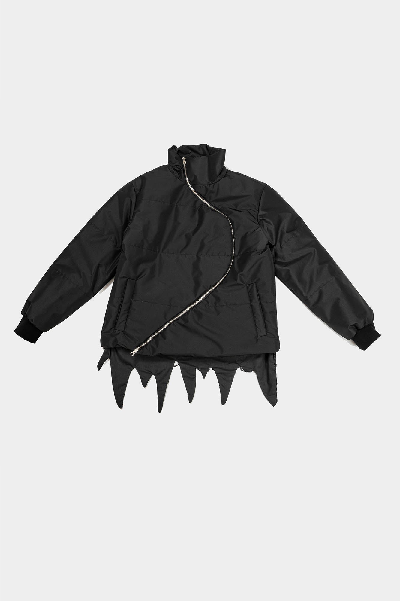 KADAKADA Curved Zipper Detachable-Hem Quilted Jacket