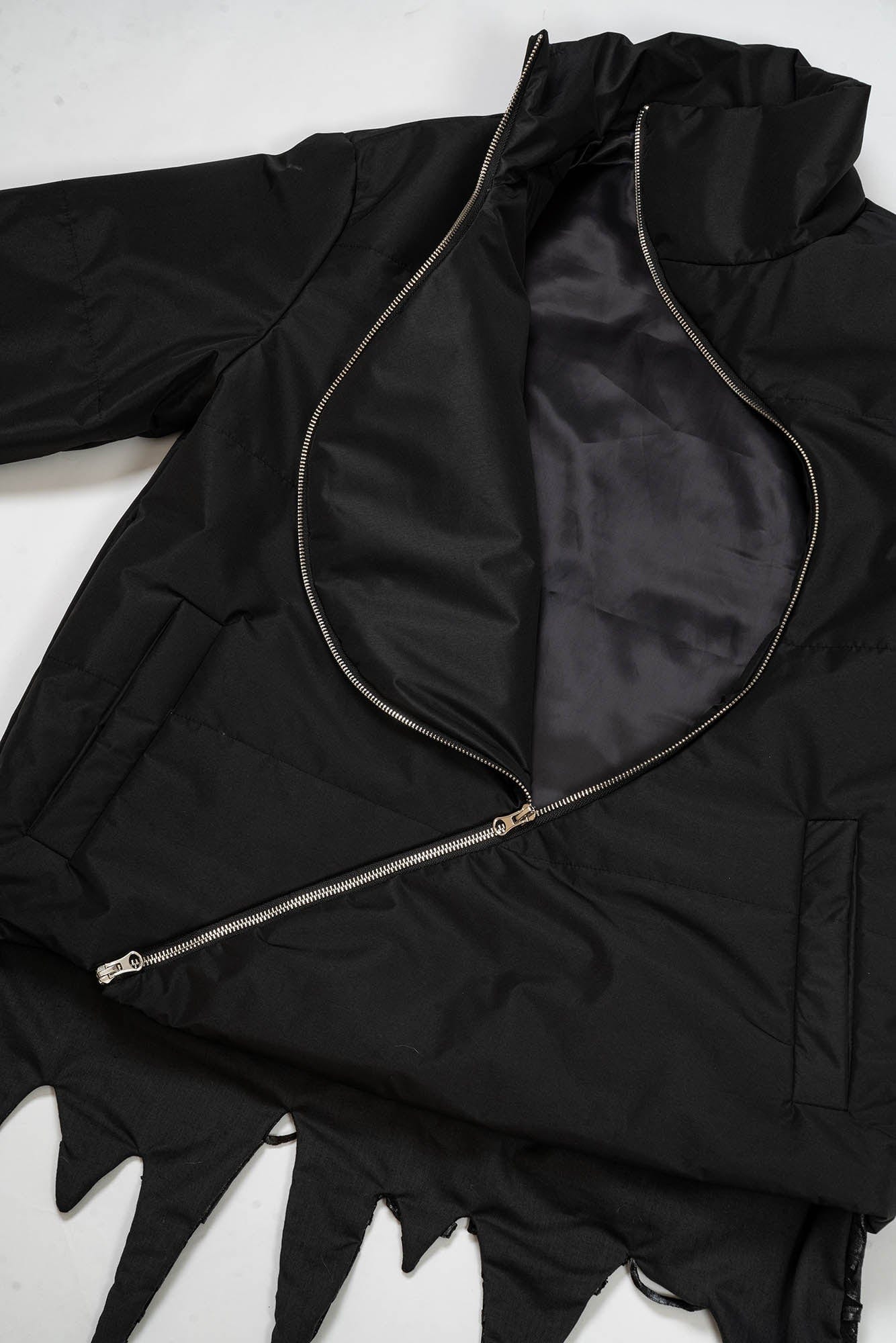 KADAKADA Curved Zipper Detachable-Hem Quilted Jacket