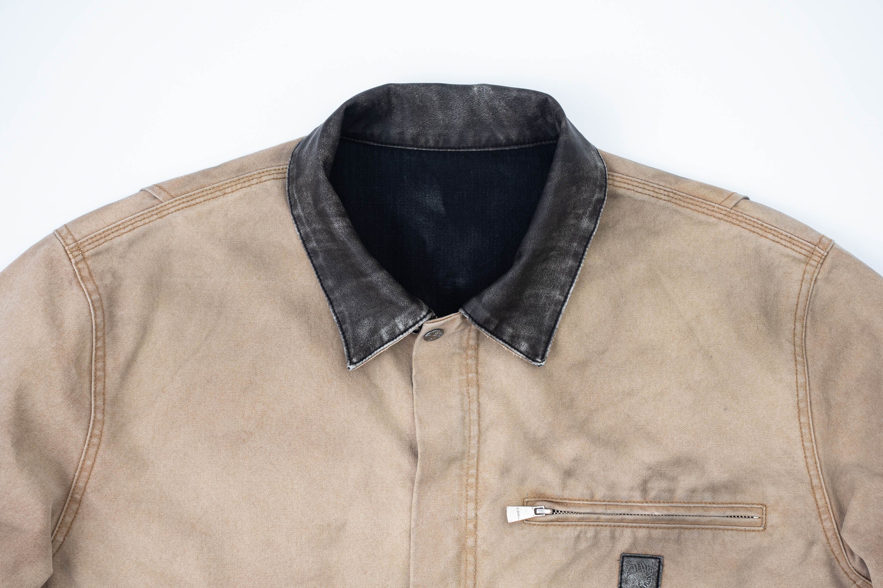 IN EXISTENCE Dirty-Washed Contrast Collar Detroit Jacket