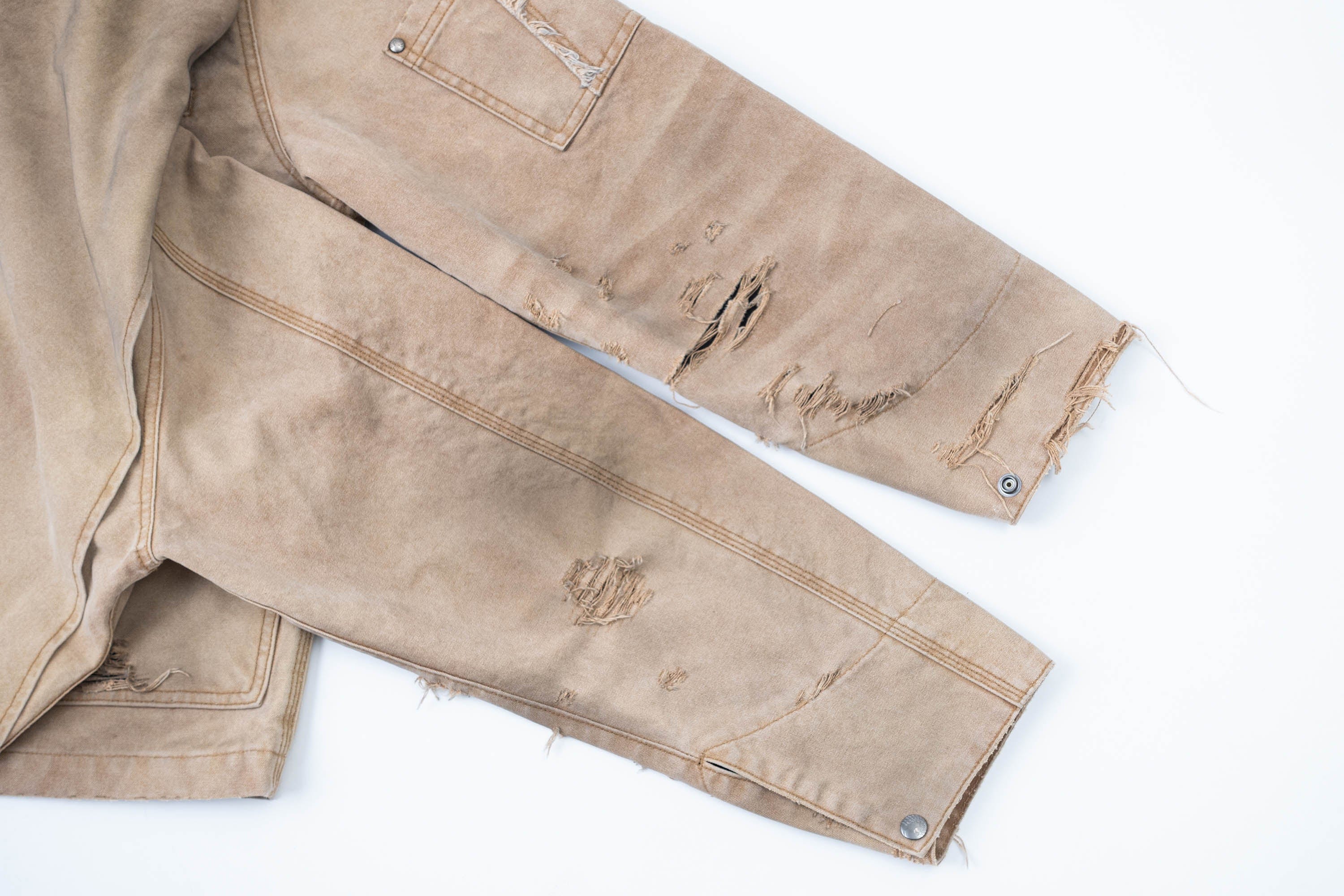 IN EXISTENCE Dirty-Washed Contrast Collar Detroit Jacket