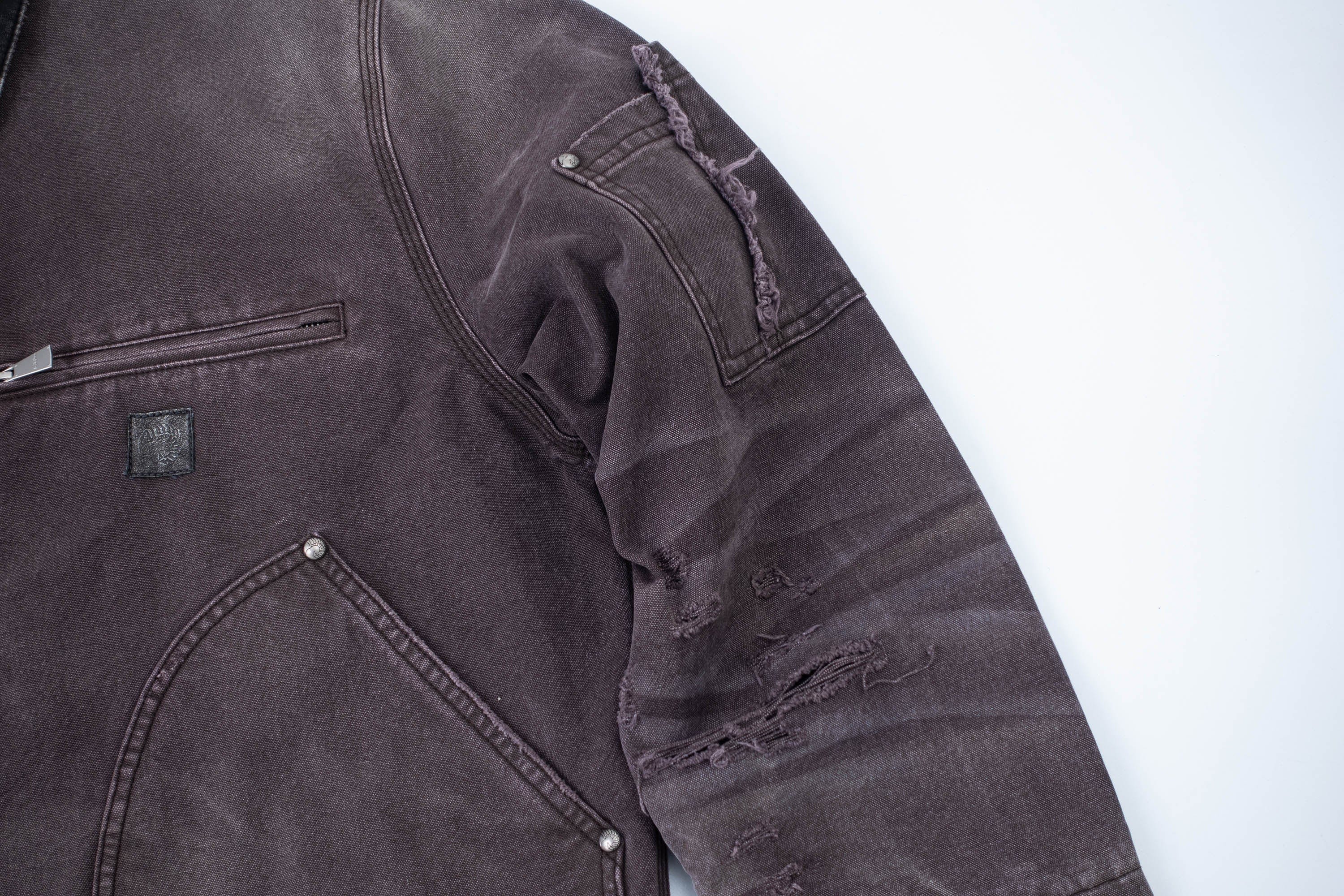 IN EXISTENCE Dirty-Washed Contrast Collar Detroit Jacket