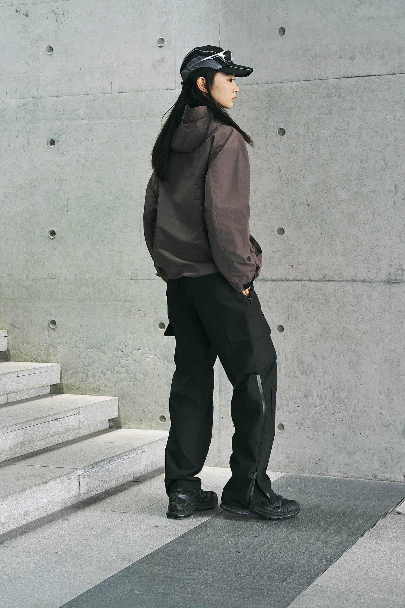 ENSHADOWER Deconstructed Drawstring Zip-Up Windbreaker