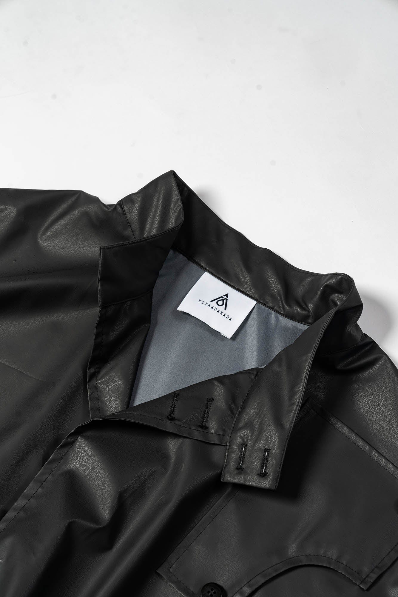 KADAKADA Asymmetrical Pleated Faux Leather Half Shirt
