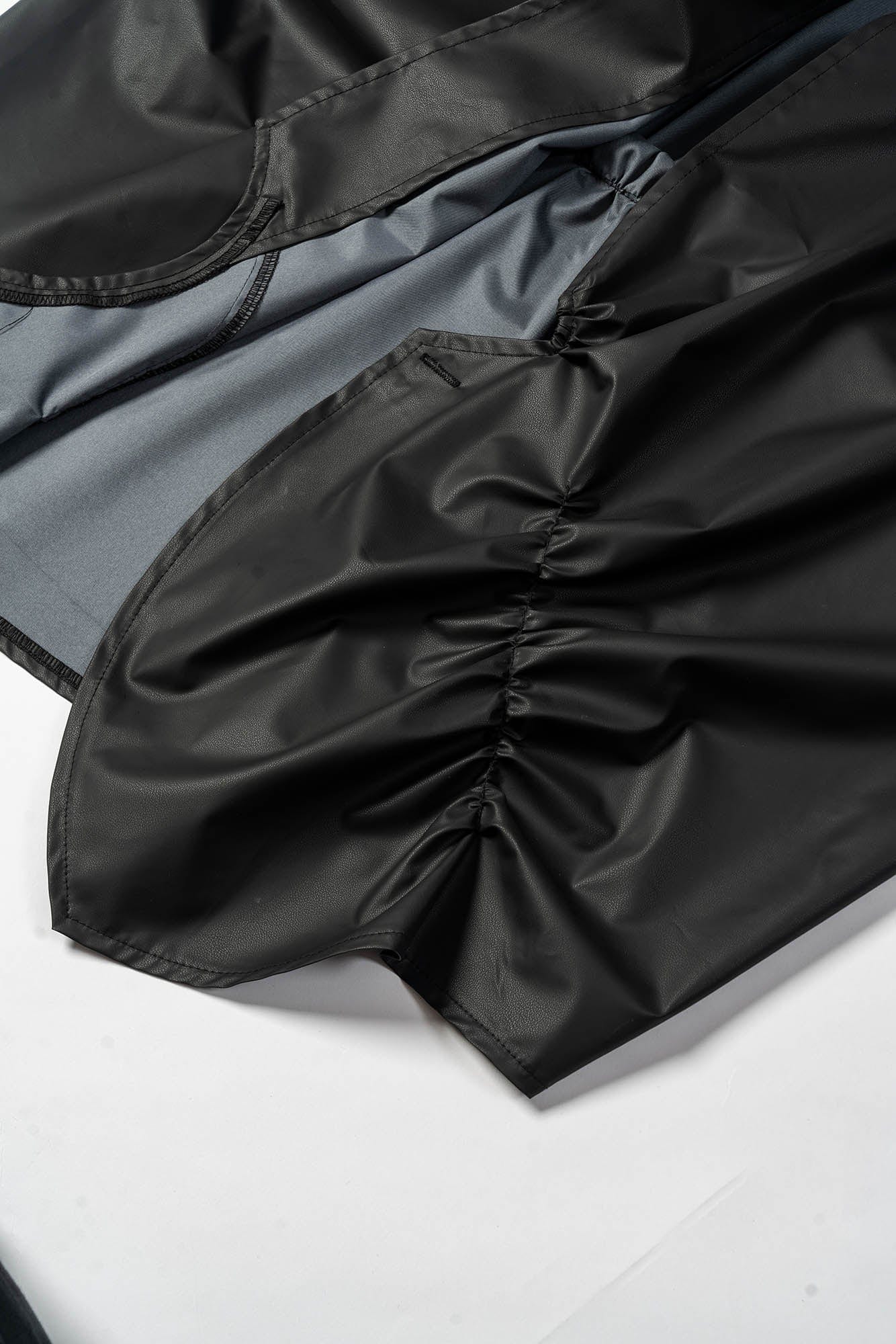 KADAKADA Asymmetrical Pleated Faux Leather Half Shirt