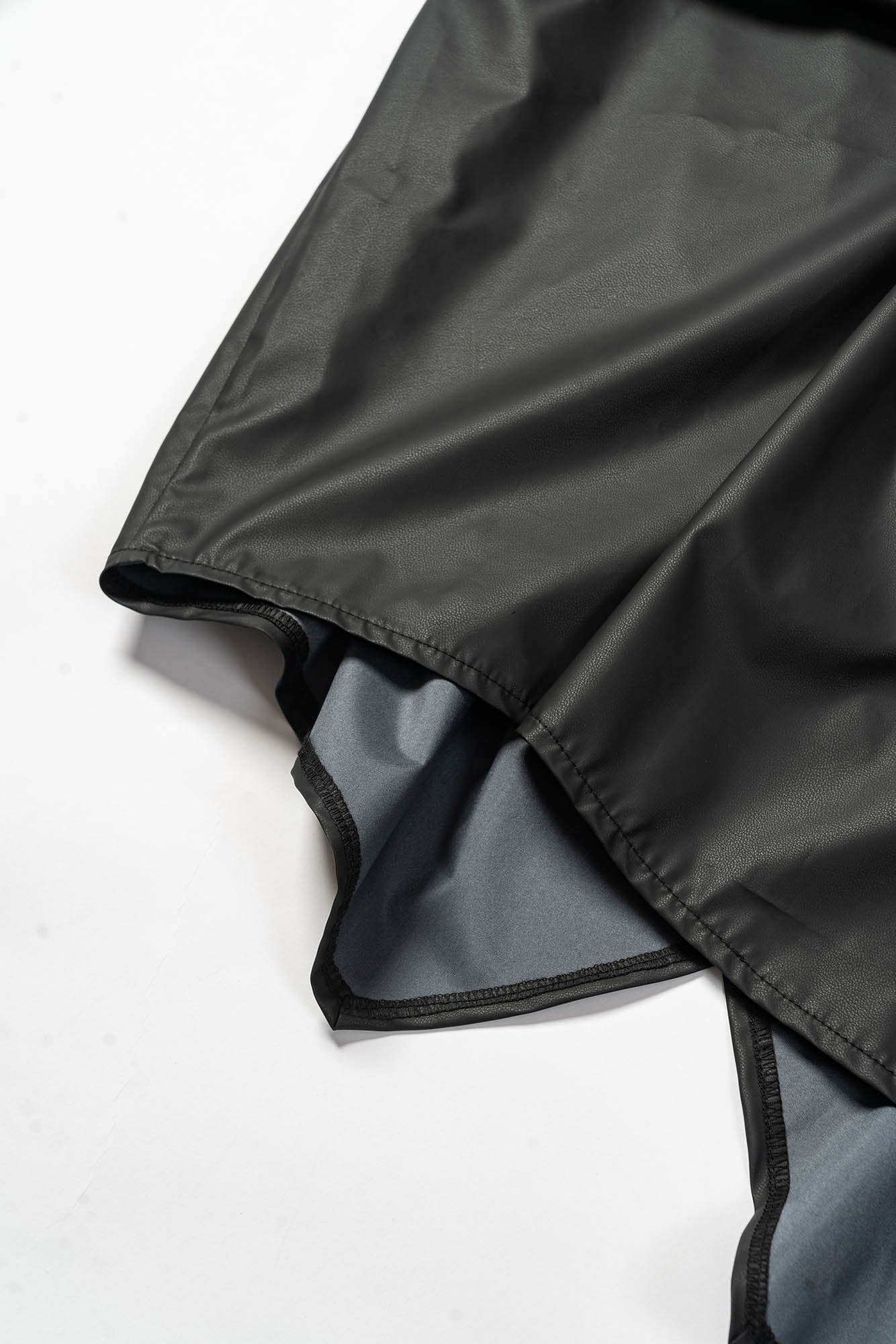 KADAKADA Asymmetrical Pleated Faux Leather Half Shirt
