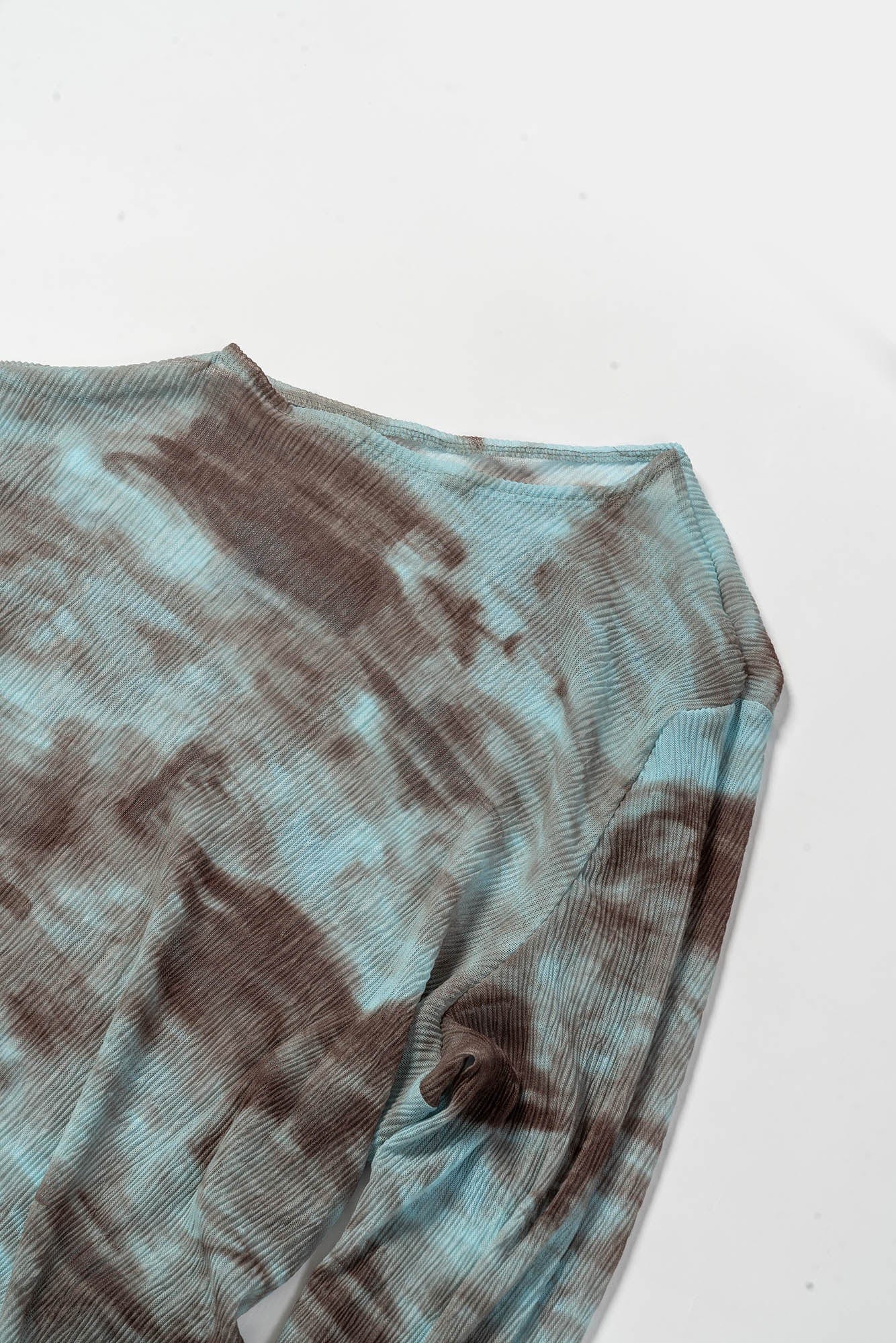 KADAKADA Tie-Dye Mesh Asymmetrical Sheer L/S Tee