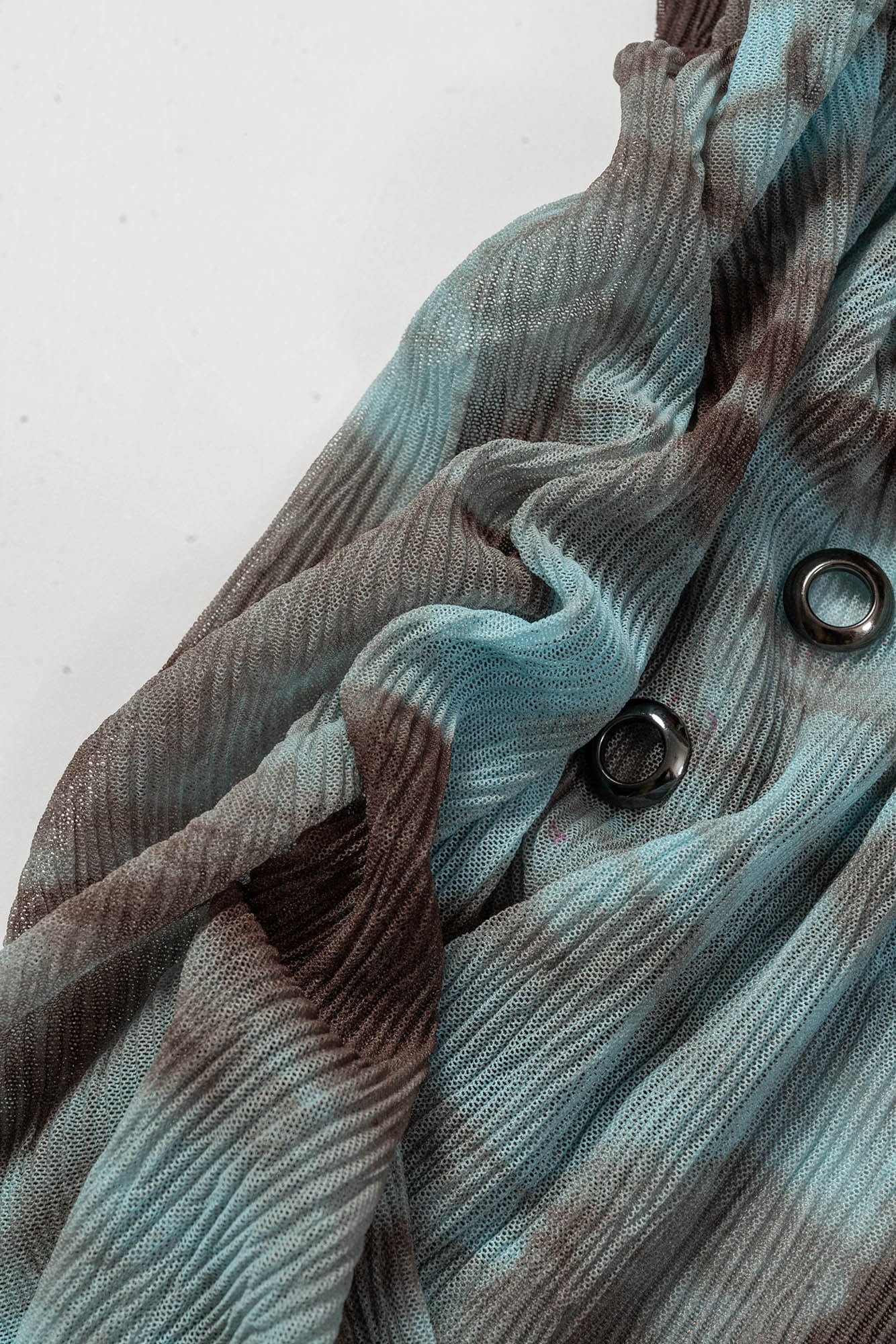 KADAKADA Tie-Dye Mesh Asymmetrical Sheer L/S Tee