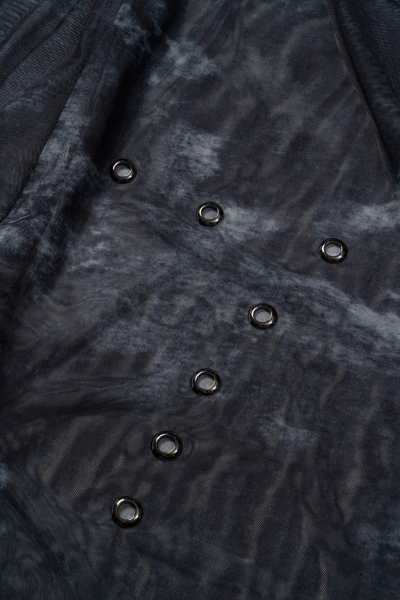 KADAKADA Tie-Dye Mesh Asymmetrical Sheer L/S Tee