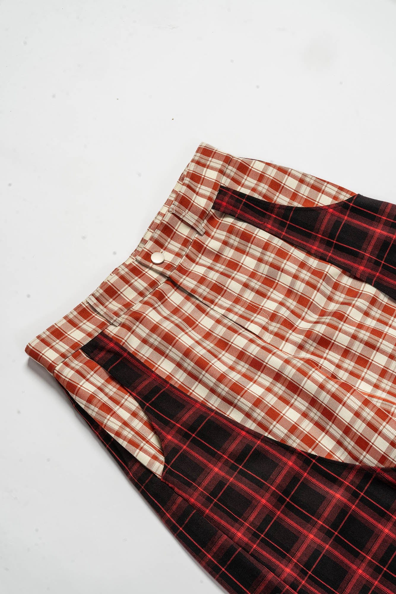 KADAKADA Double Layer Plaid Wide-Leg Pants