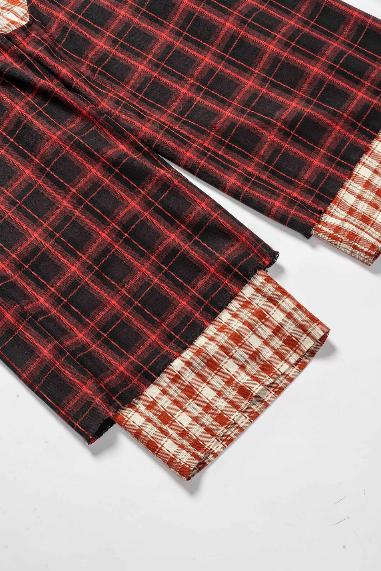 KADAKADA Double Layer Plaid Wide-Leg Pants