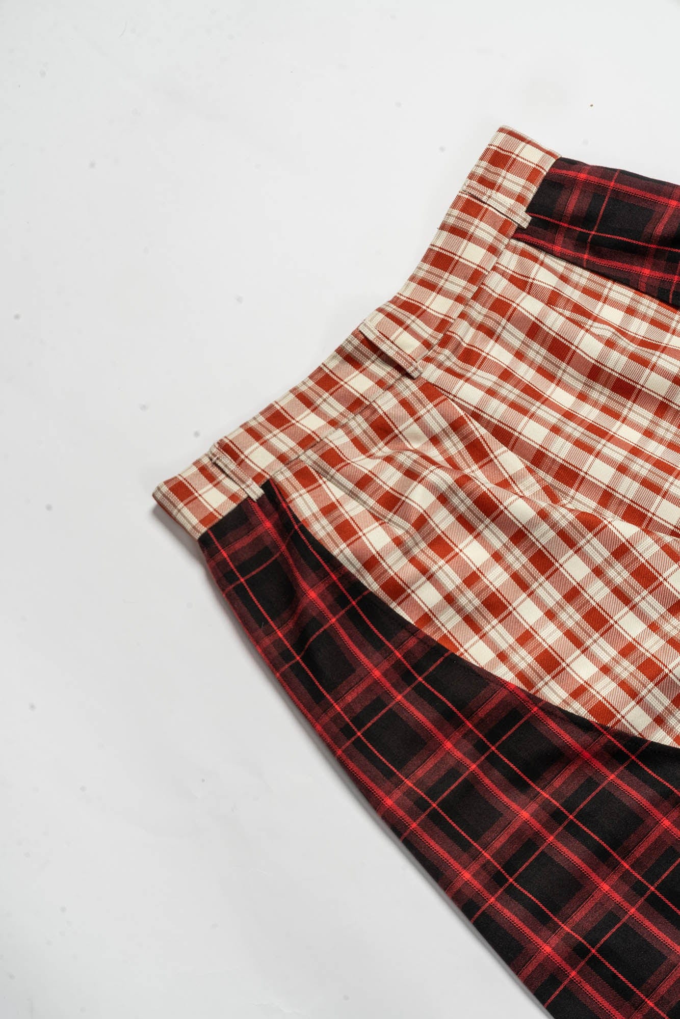 KADAKADA Double Layer Plaid Wide-Leg Pants