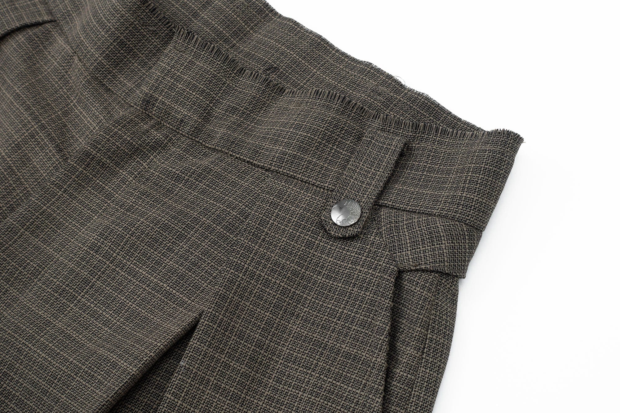 IN EXISTENCE Inverted Pleats Mini Check Wide-Leg Trousers