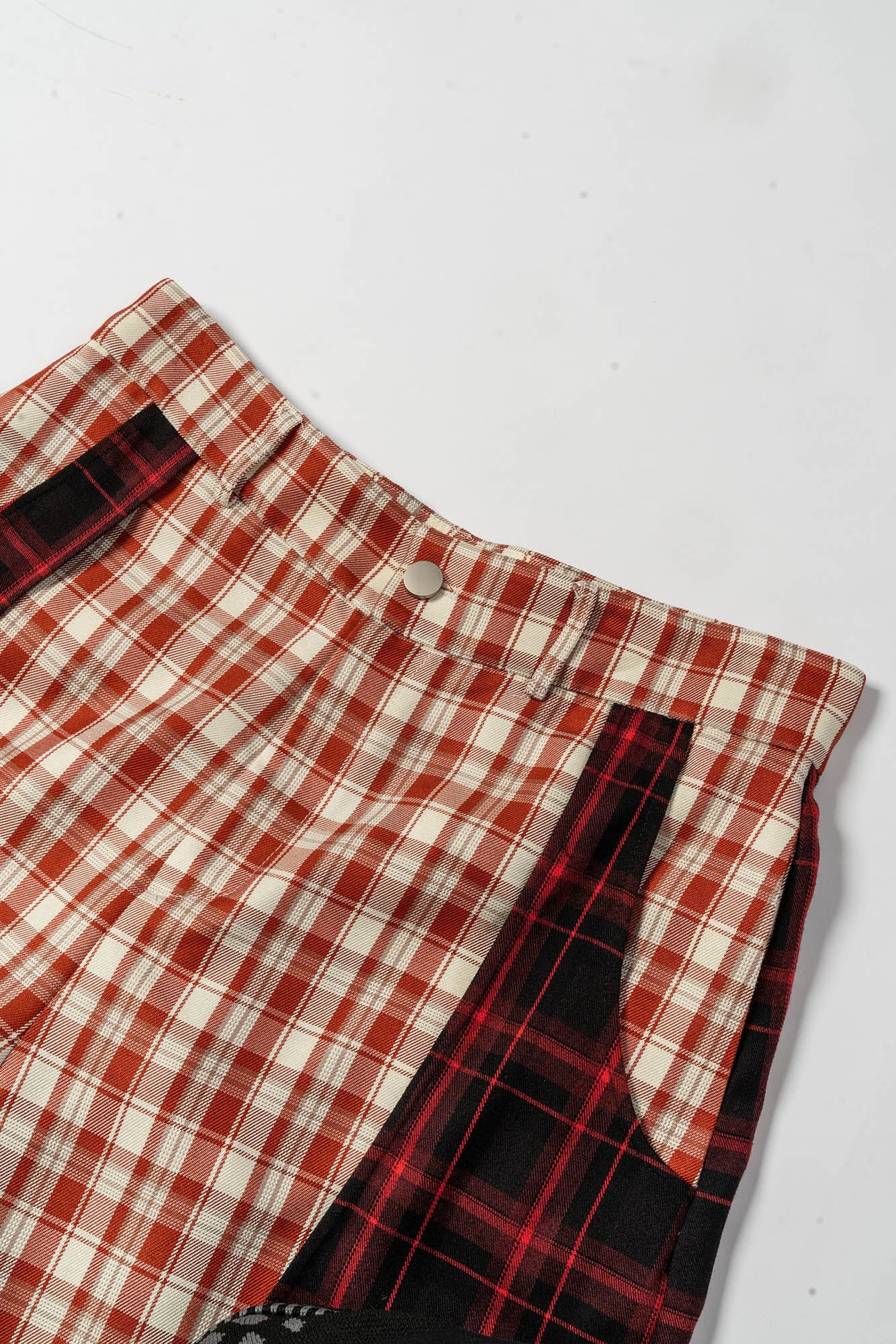 KADAKADA Double Layer Plaid Wide-Leg Pants