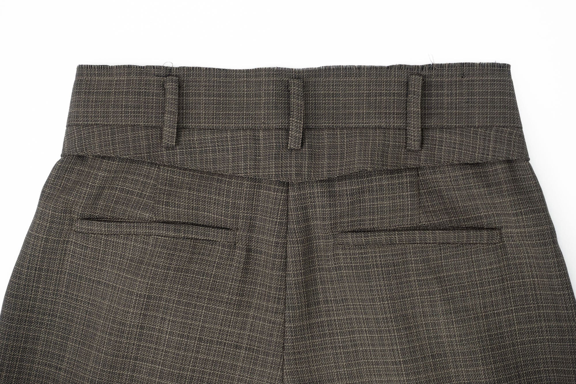 IN EXISTENCE Inverted Pleats Mini Check Wide-Leg Trousers
