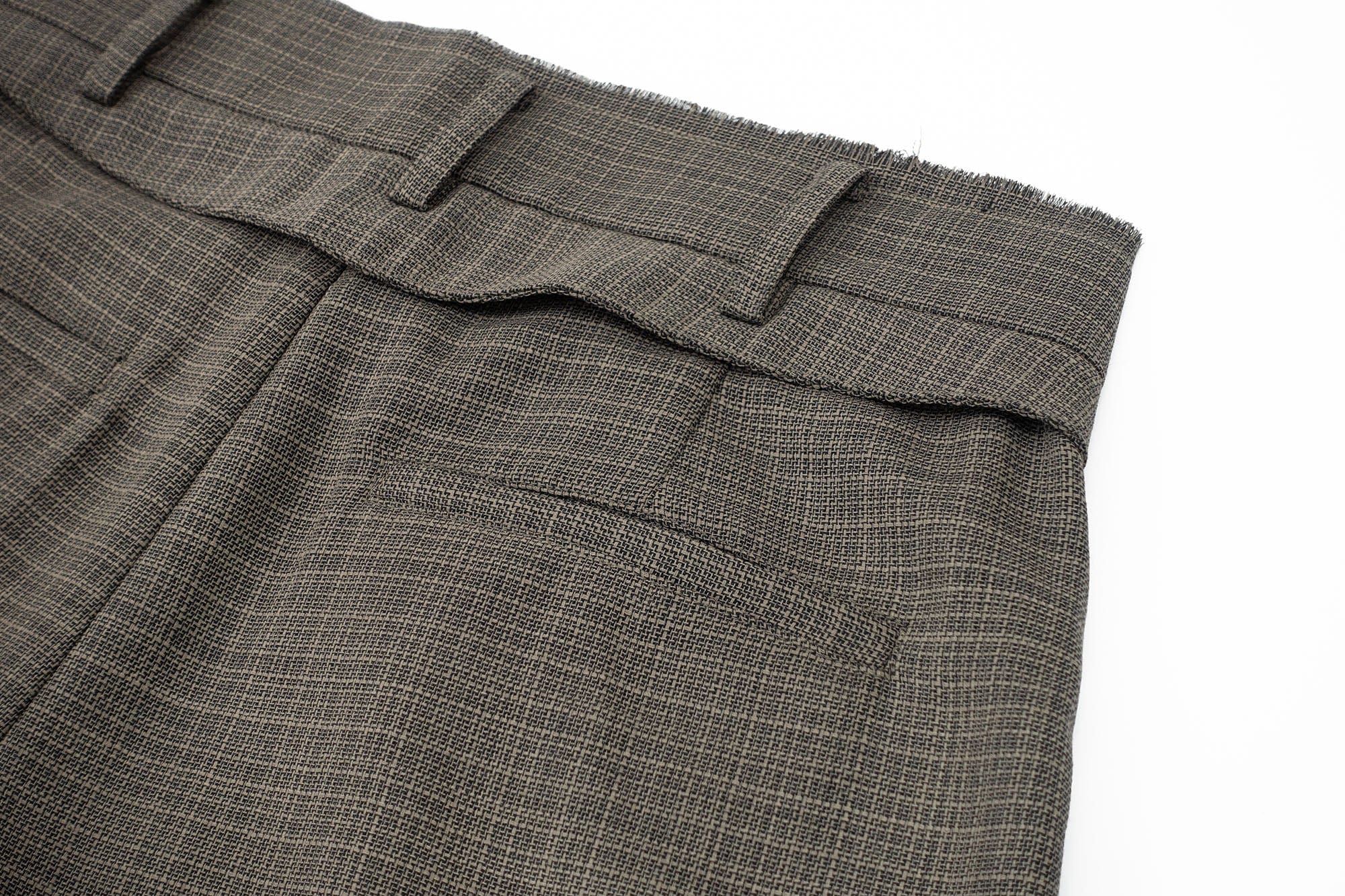 IN EXISTENCE Inverted Pleats Mini Check Wide-Leg Trousers