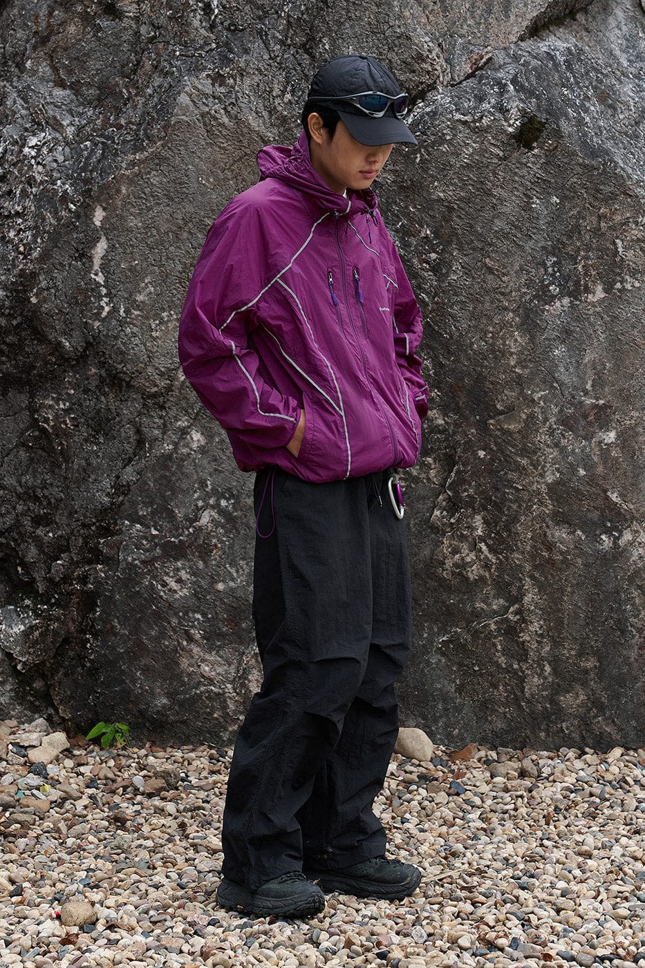 ENSHADOWER Splash-Proof Spliced Crinkled Parachute Pants