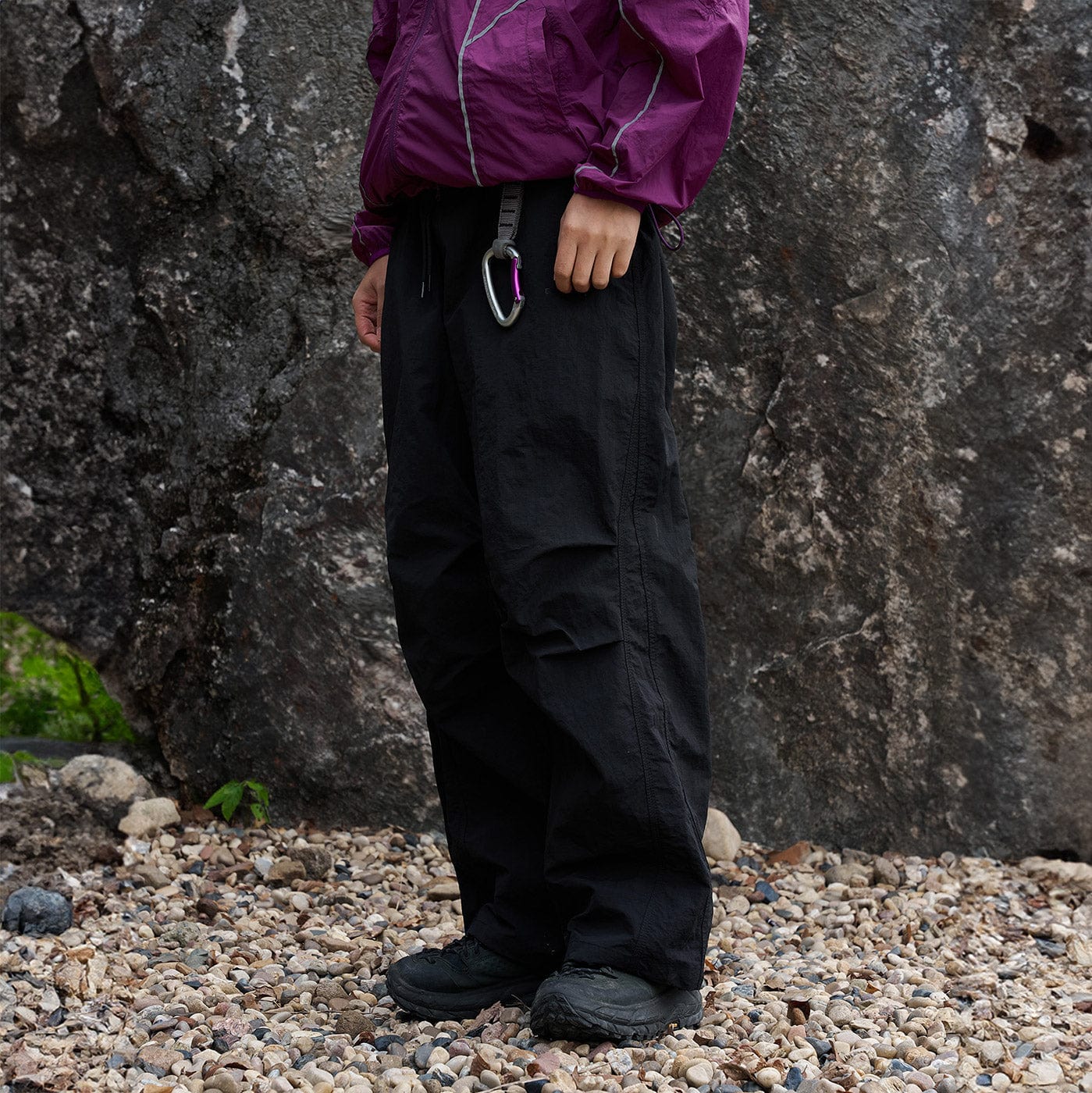 ENSHADOWER Splash-Proof Spliced Crinkled Parachute Pants