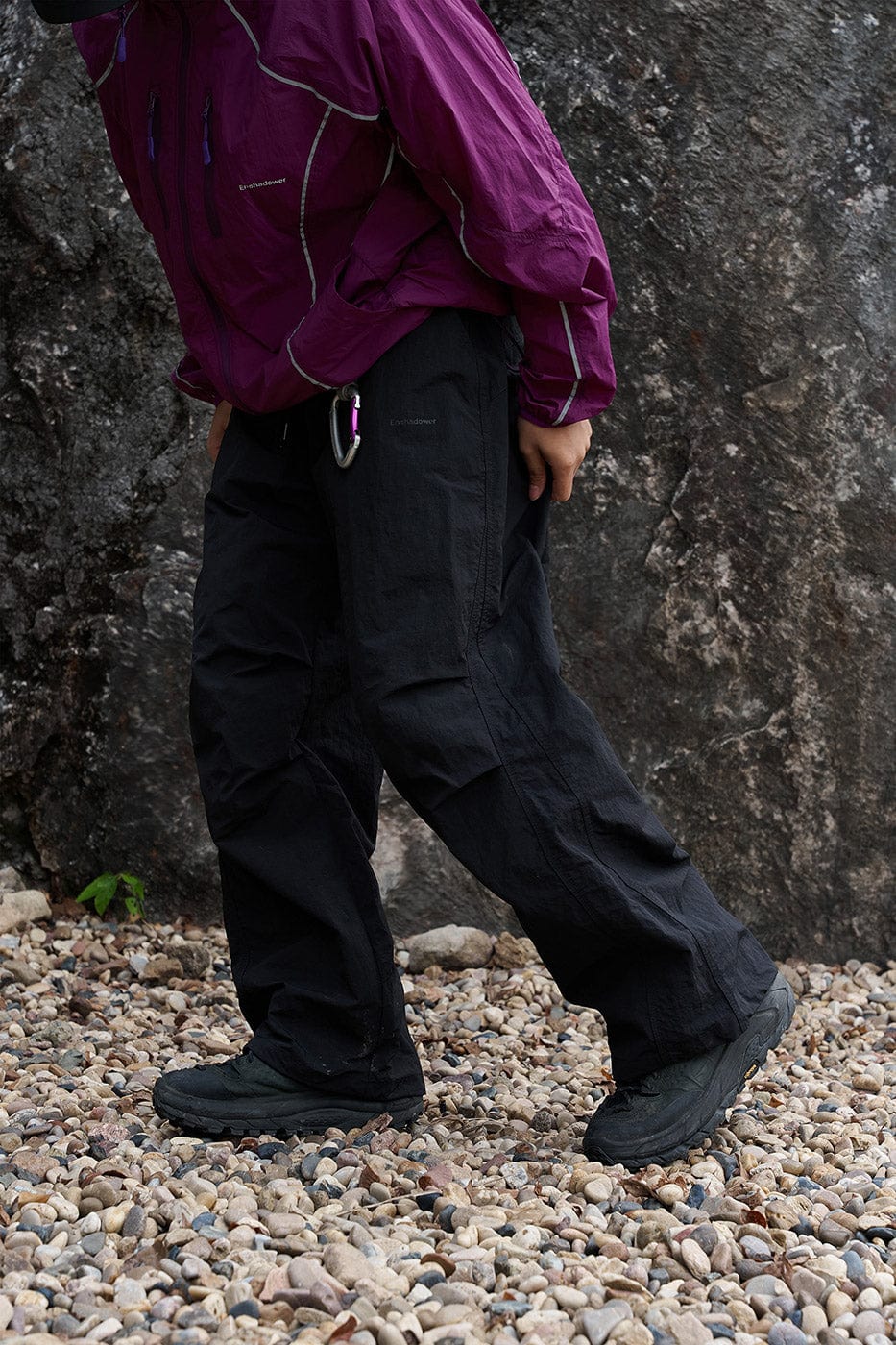 ENSHADOWER Splash-Proof Spliced Crinkled Parachute Pants