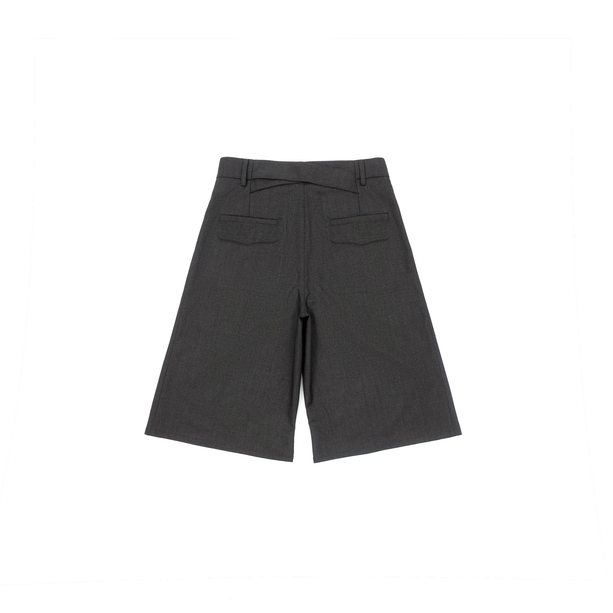 IN EXISTENCE Double-Pleated Mini Check Wide-Leg Shorts