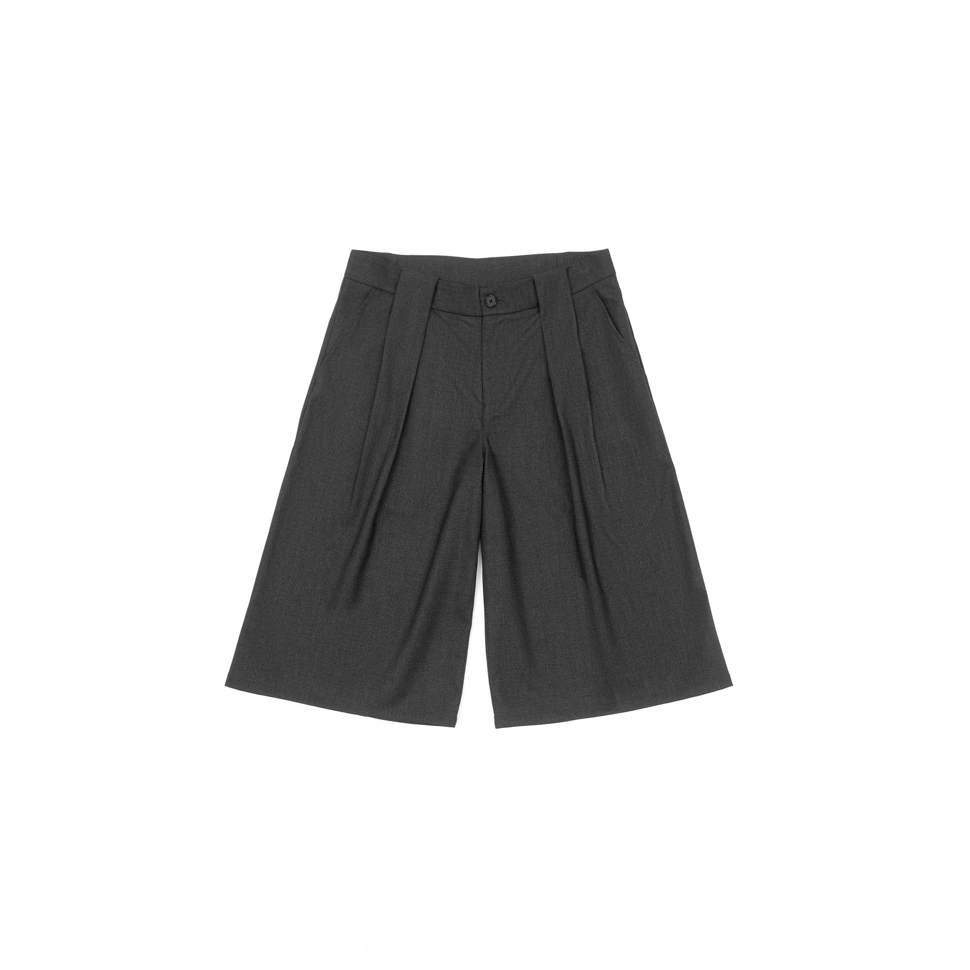 IN EXISTENCE Double-Pleated Mini Check Wide-Leg Shorts