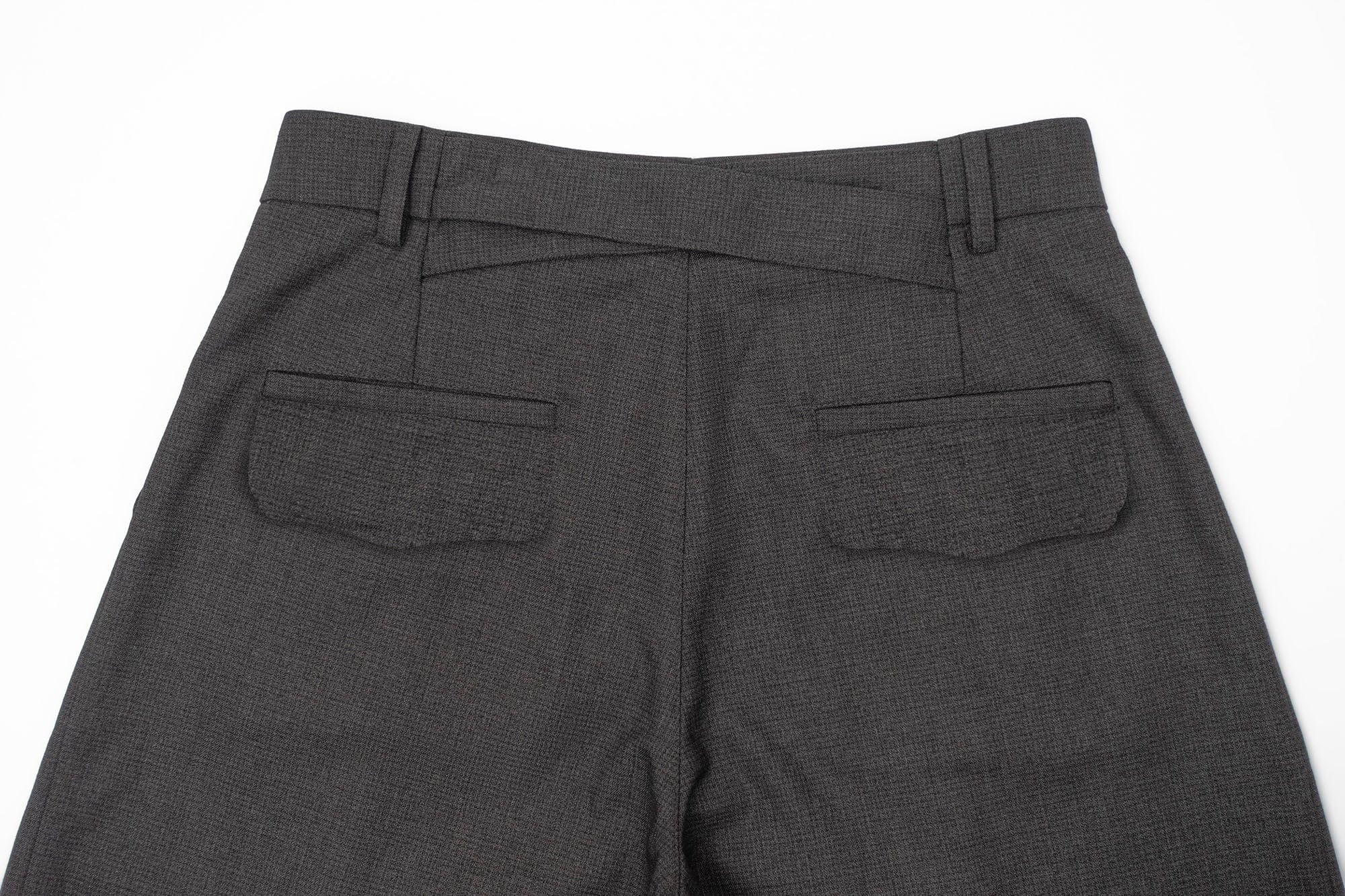 IN EXISTENCE Double-Pleated Mini Check Wide-Leg Shorts