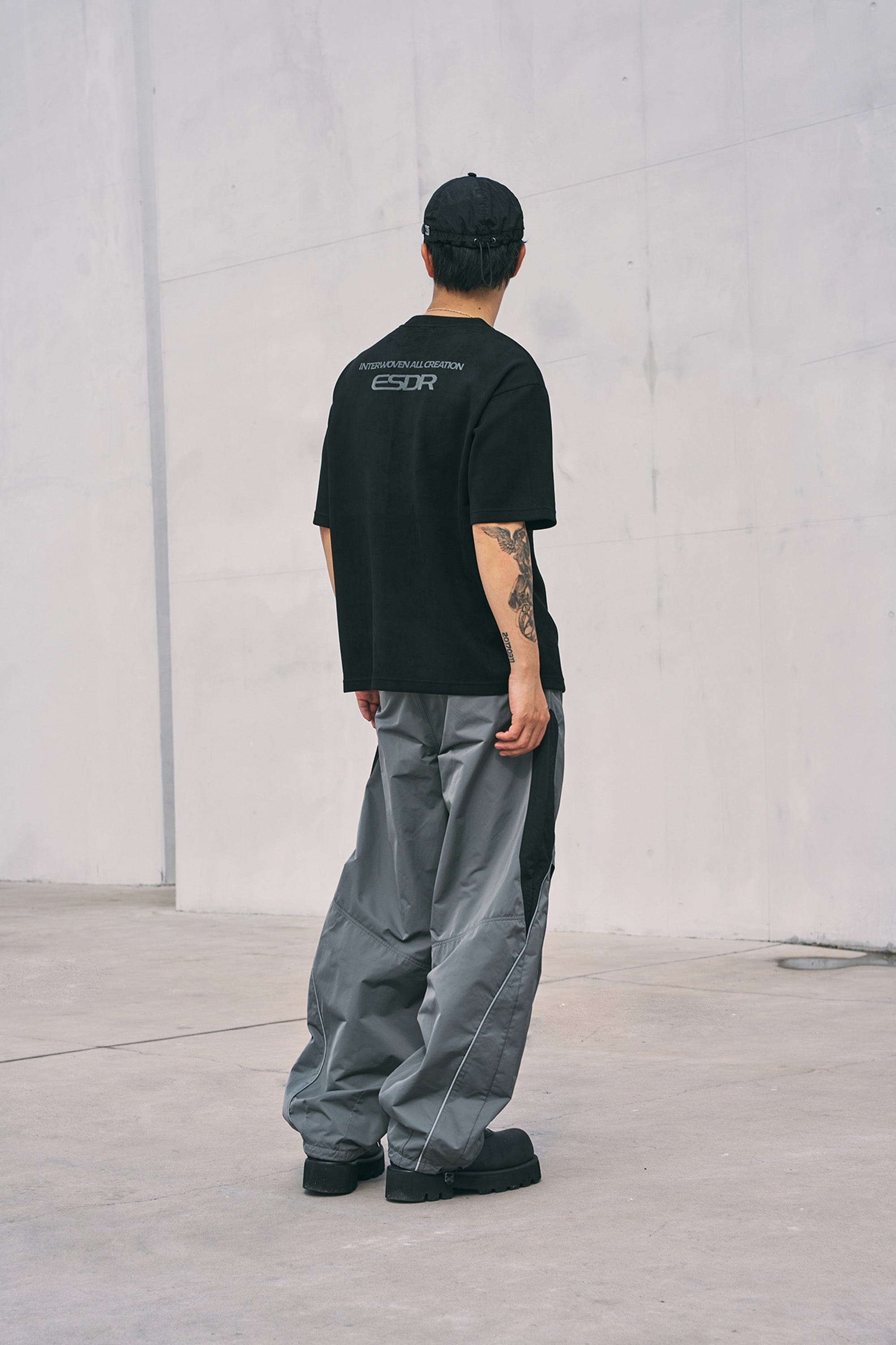 ENSHADOWER Retro Logo Faux-Suede T-Shirt