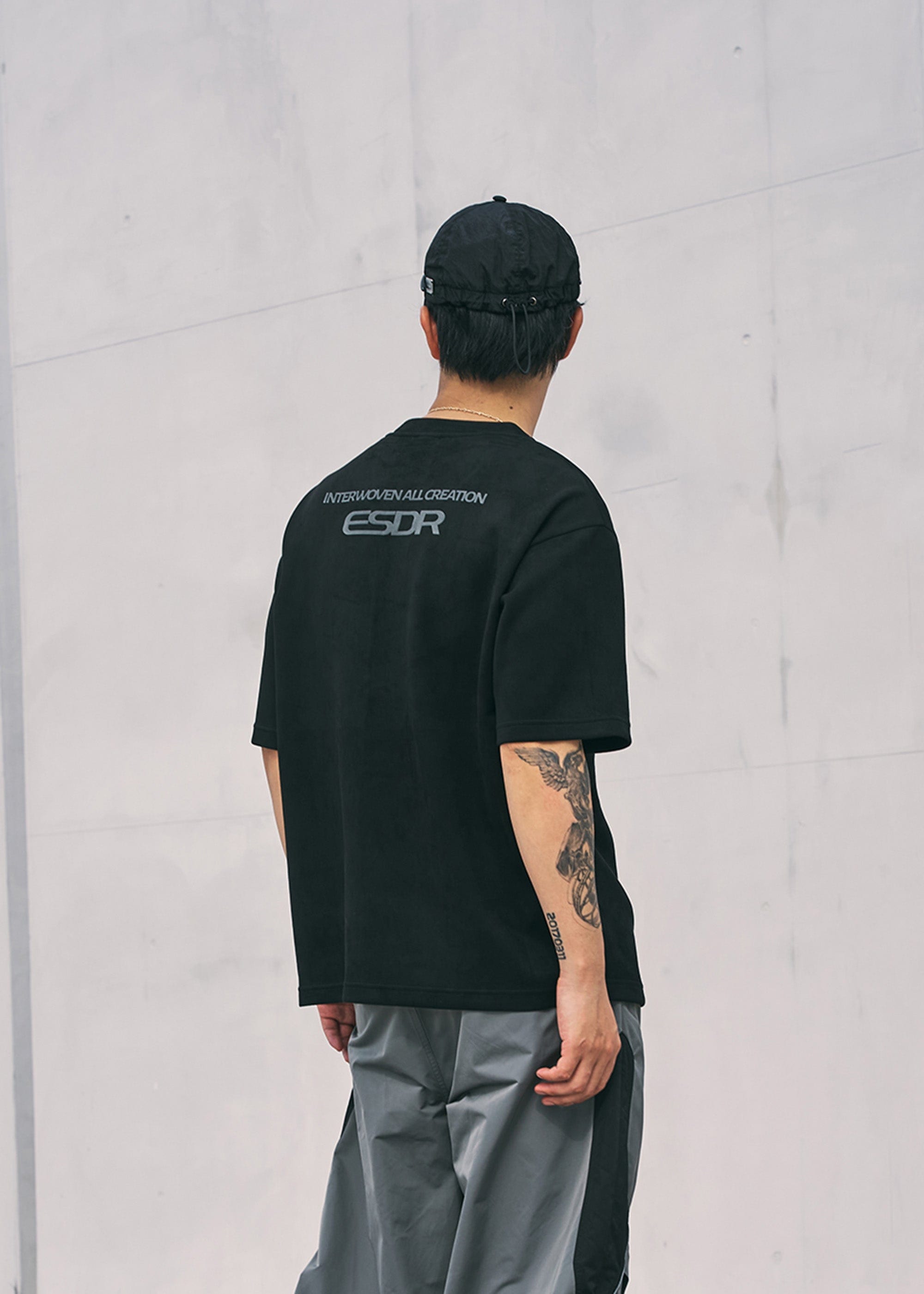 ENSHADOWER Retro Logo Faux-Suede T-Shirt