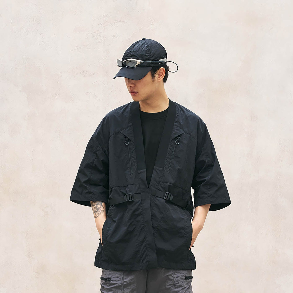 ENSHADOWER Modern Tactical Half-Sleeve Taoist Robe