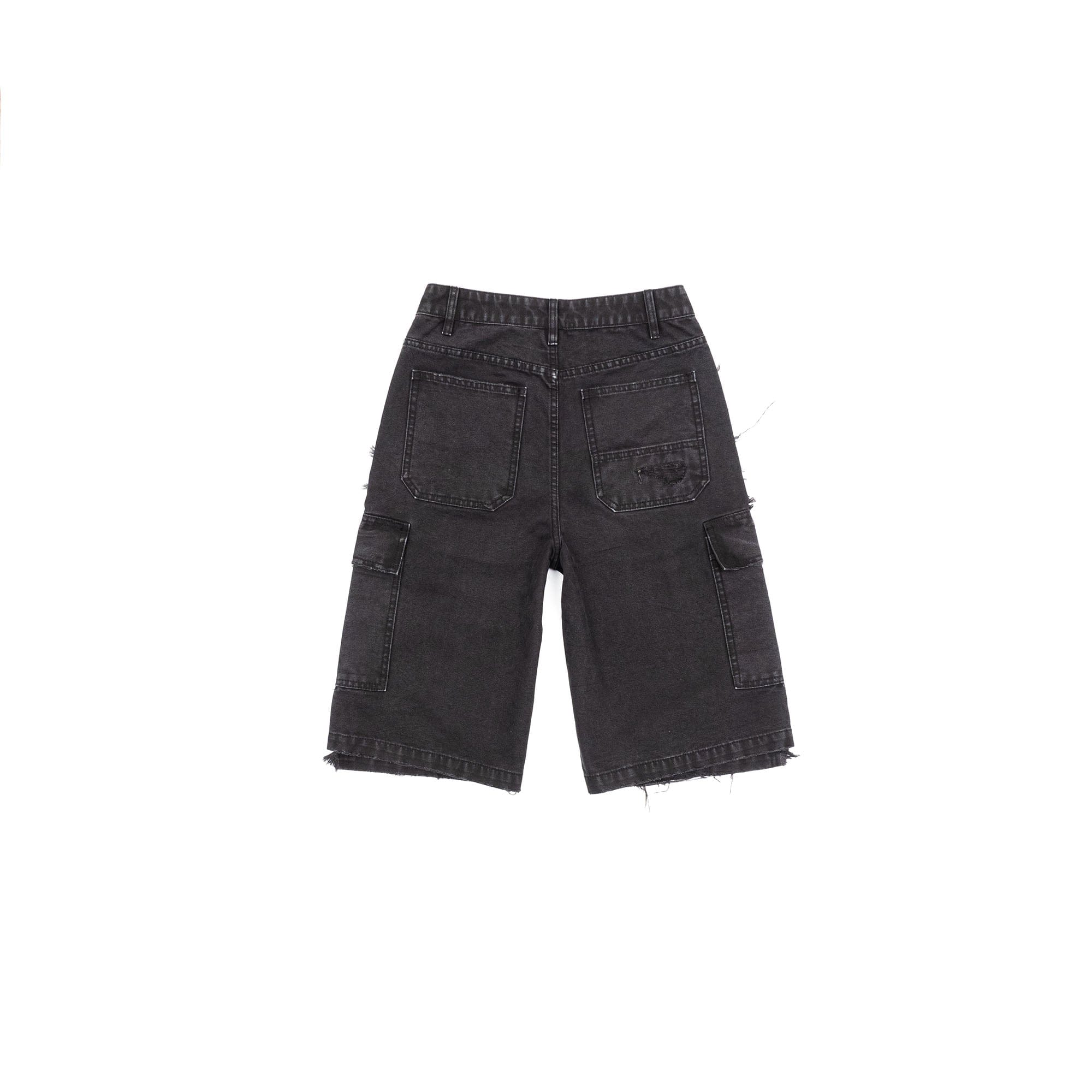 IN EXISTENCE Distressed Multi-Pocket Straight-Leg Cargo Shorts