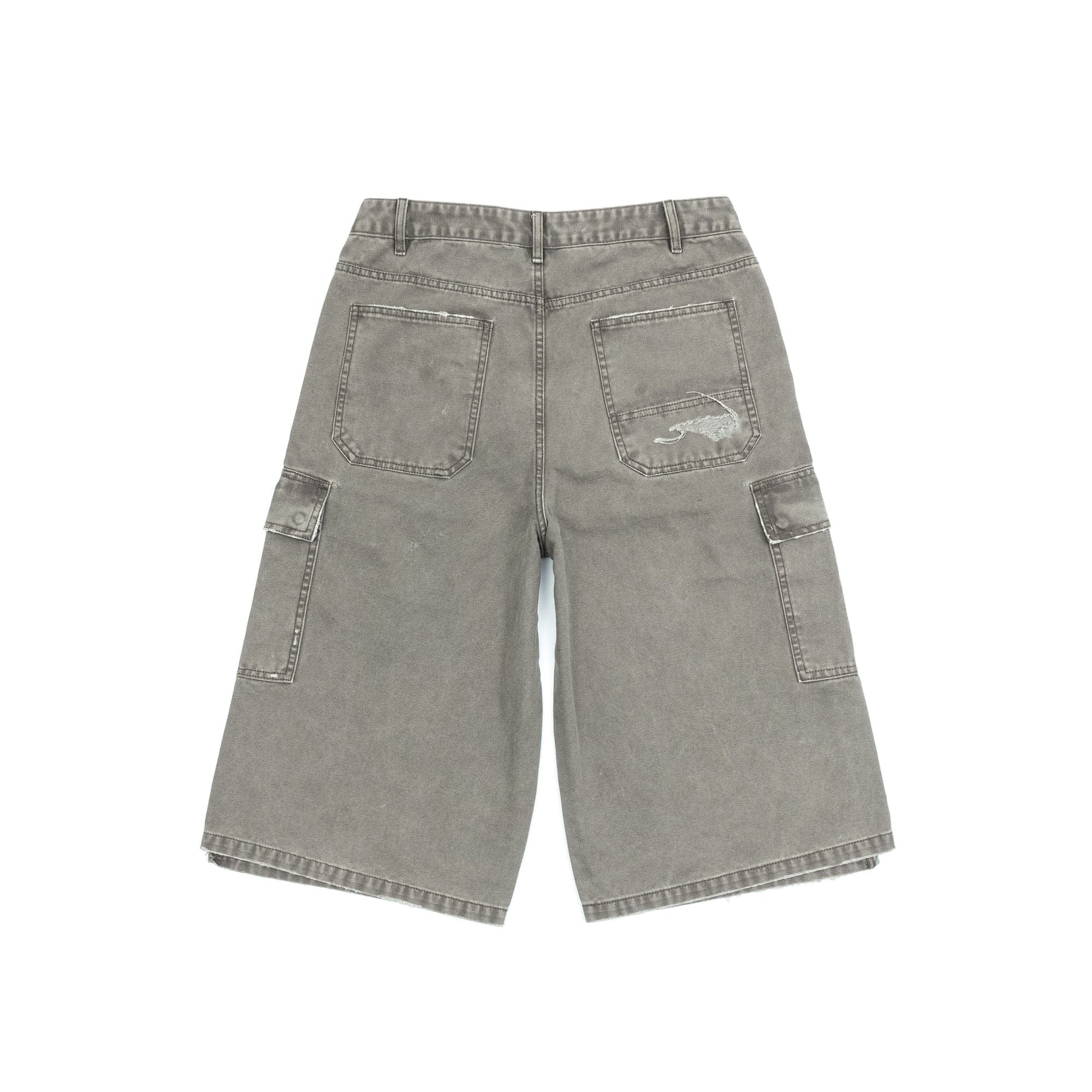 IN EXISTENCE Distressed Multi-Pocket Straight-Leg Cargo Shorts