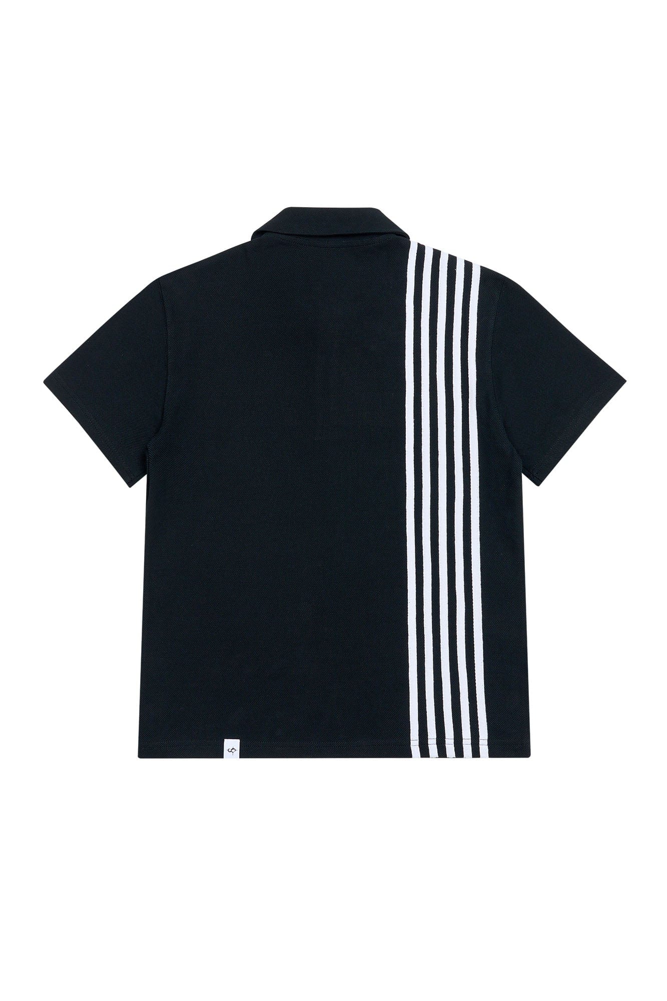 SAVAGEGROWTHWORLD No Wasted Potential Stripe-Back Polo T-Shirt