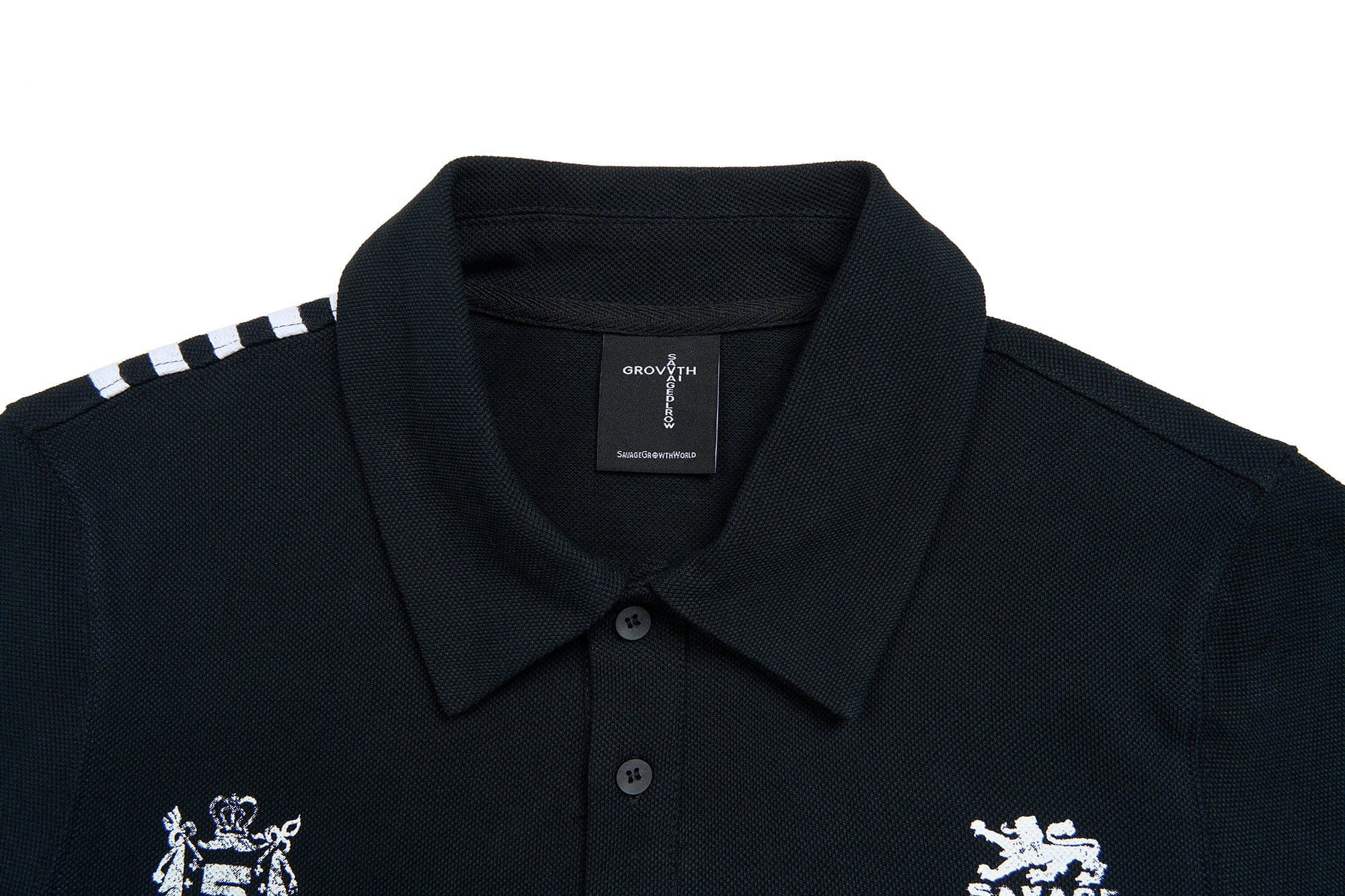 SAVAGEGROWTHWORLD No Wasted Potential Stripe-Back Polo T-Shirt