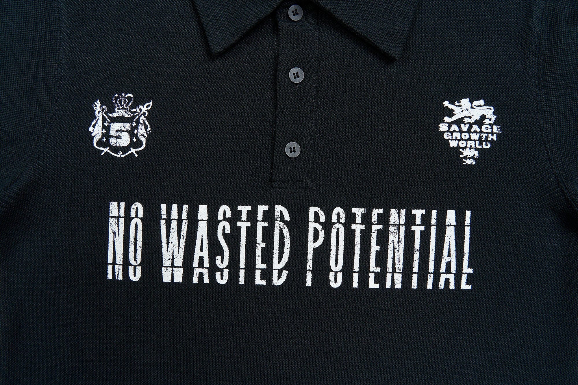 SAVAGEGROWTHWORLD No Wasted Potential Stripe-Back Polo T-Shirt