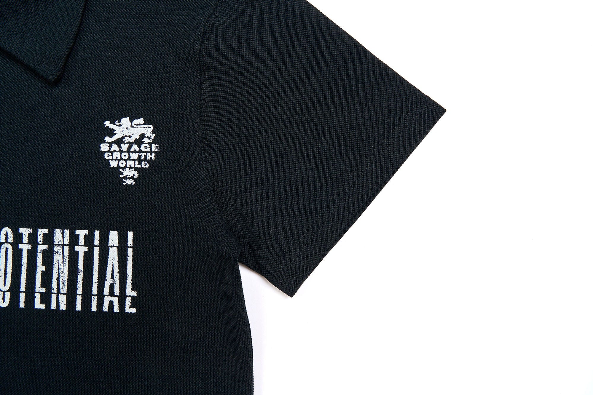 SAVAGEGROWTHWORLD No Wasted Potential Stripe-Back Polo T-Shirt