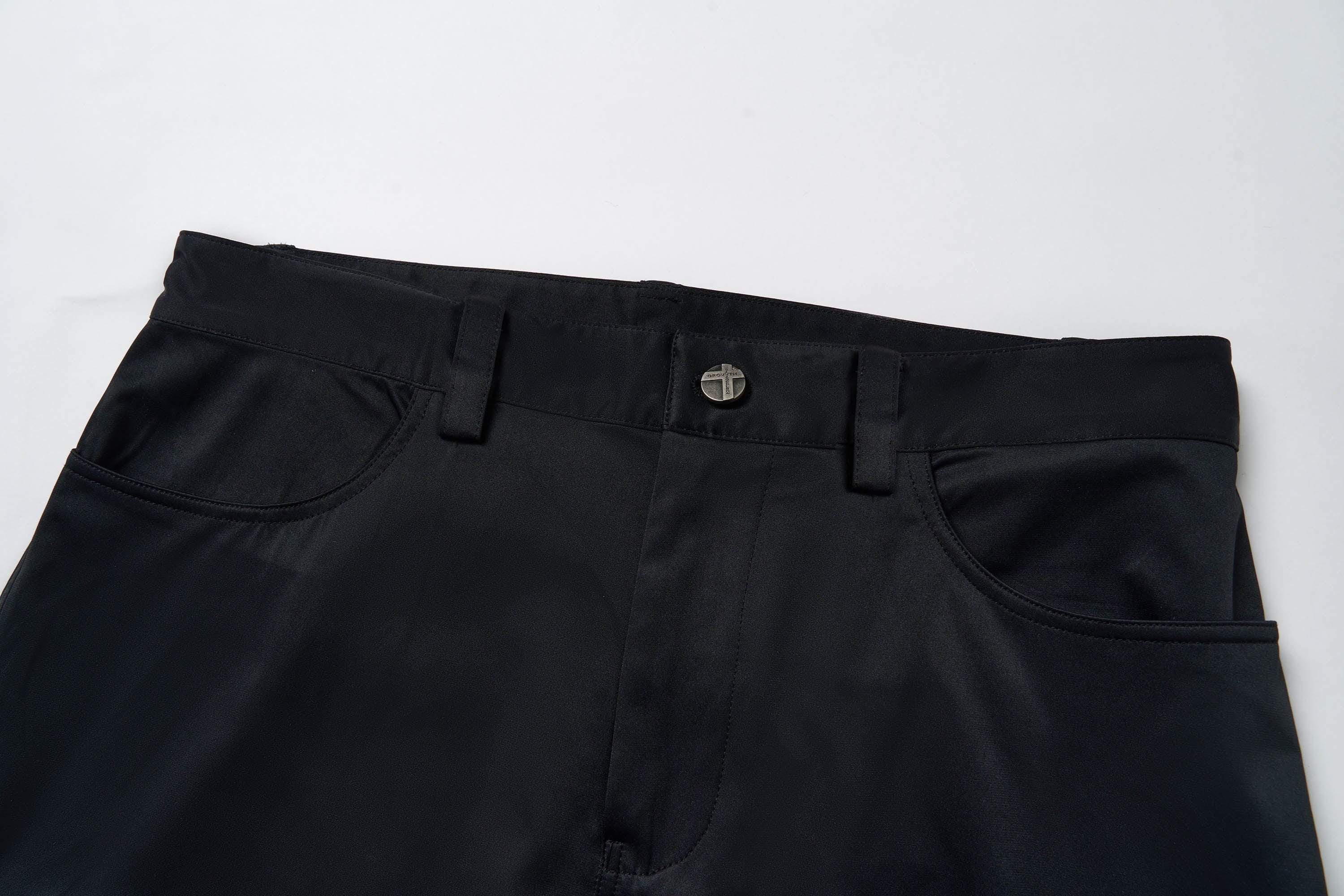 SAVAGEGROWTHWORLD Multi-Pocket Satin Straight-Leg Pants