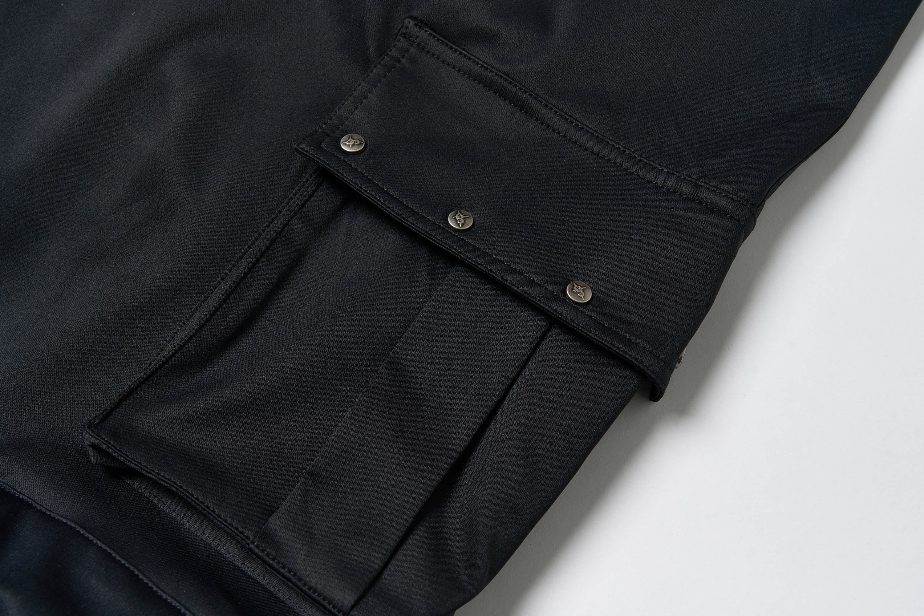 SAVAGEGROWTHWORLD Multi-Pocket Satin Straight-Leg Pants