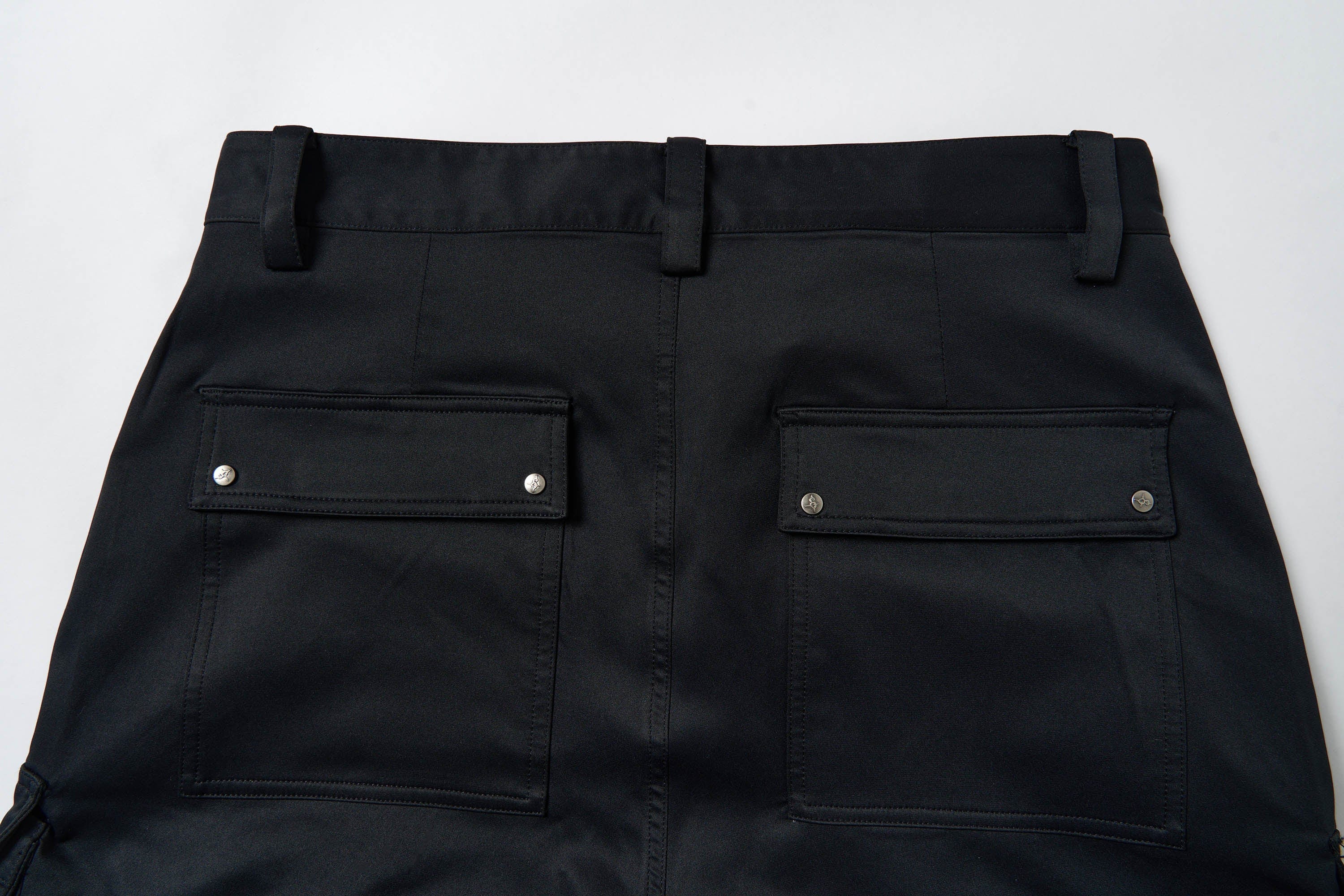 SAVAGEGROWTHWORLD Multi-Pocket Satin Straight-Leg Pants