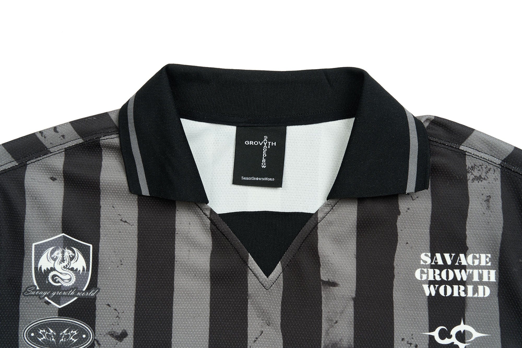 SAVAGEGROWTHWORLD OVERDOSE Distressed Striped Jersey