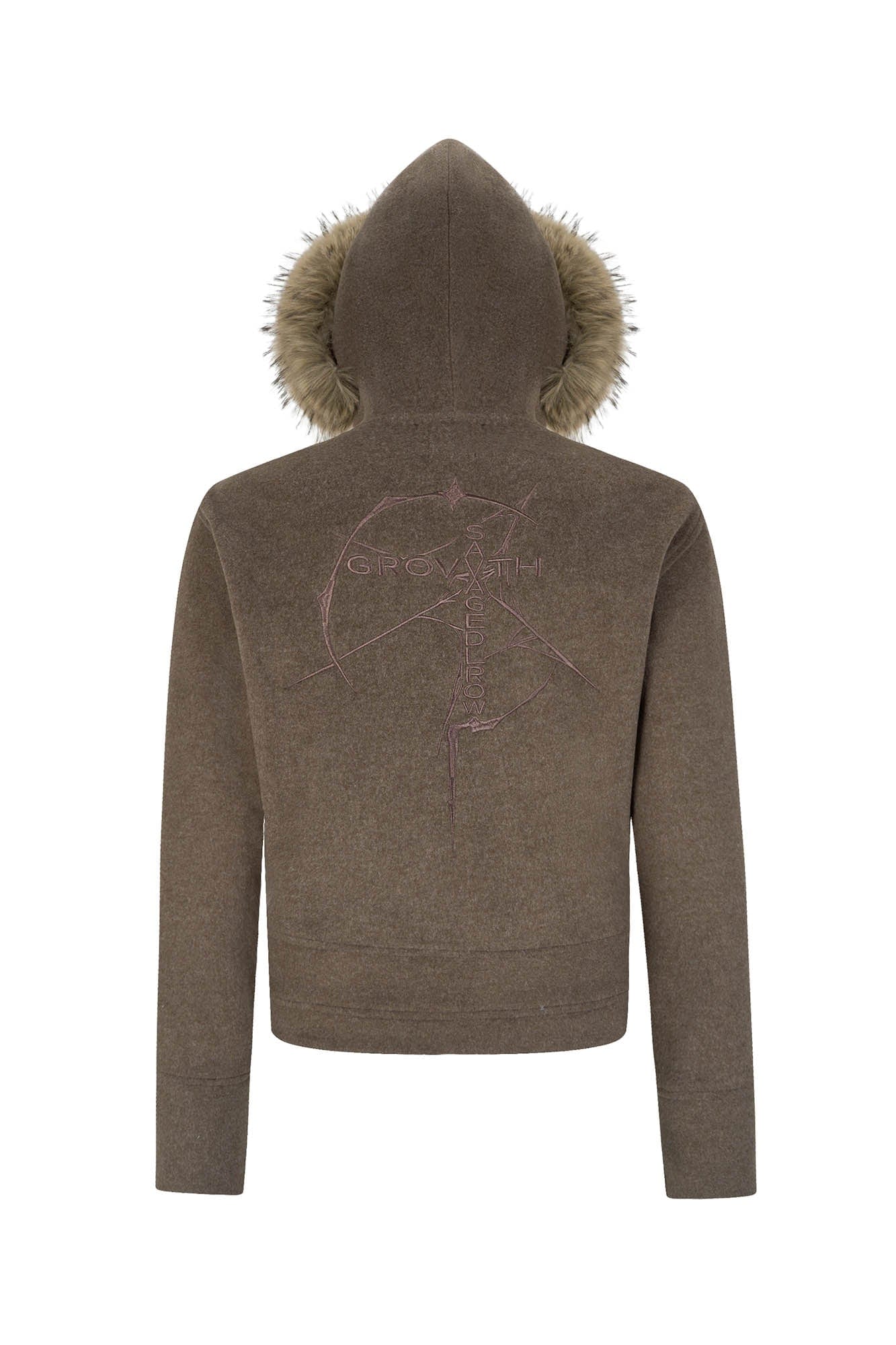 SAVAGEGROWTHWORLD Detachable Fur Collar Double-Zipper Coat