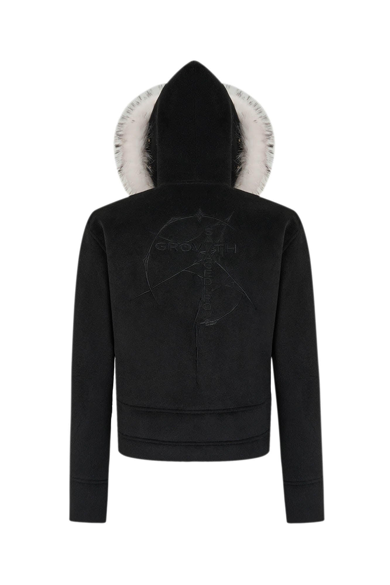 SAVAGEGROWTHWORLD Detachable Fur Collar Double-Zipper Coat