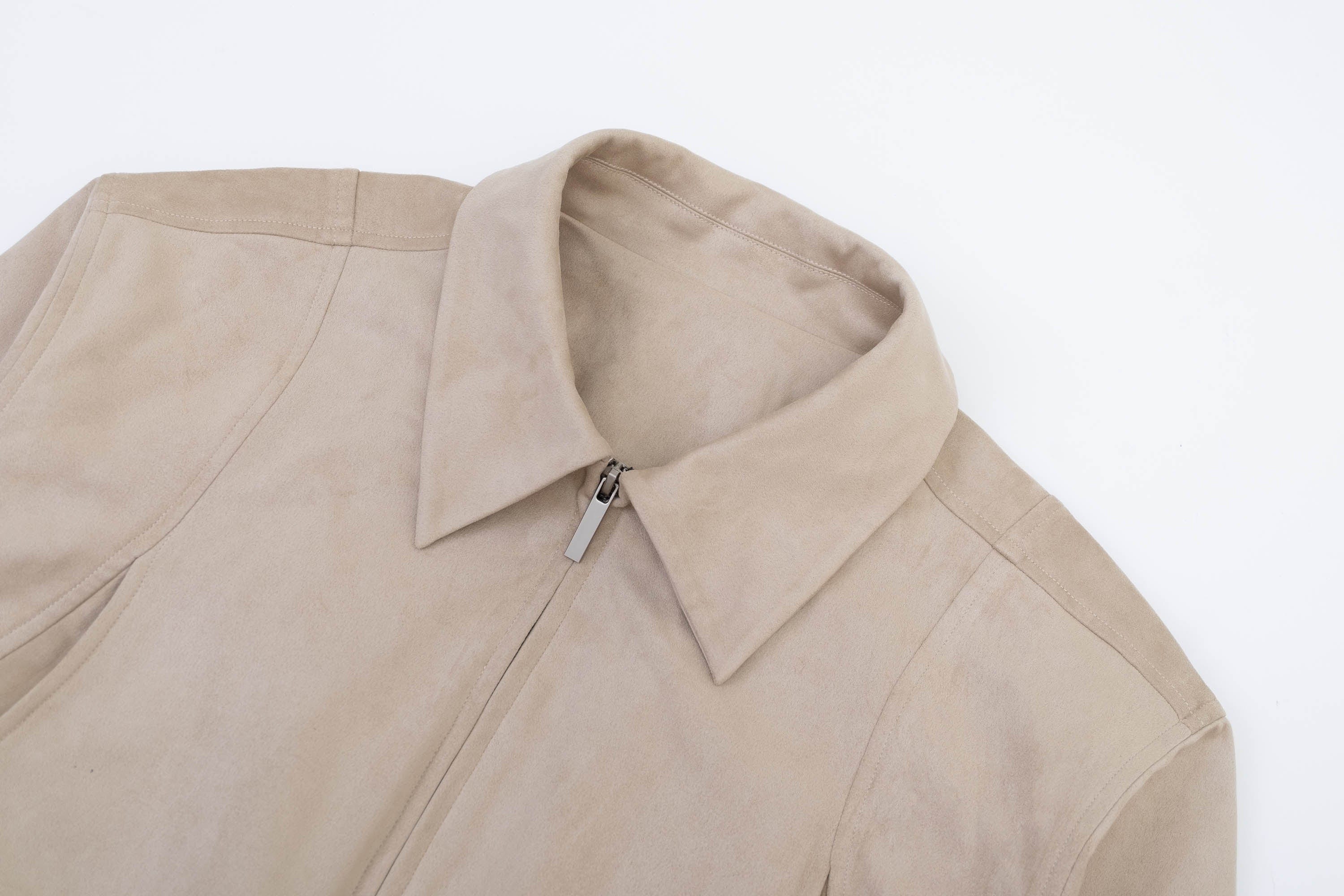 IN EXISTENCE Curved Spliced Smooth Harrington Jacket