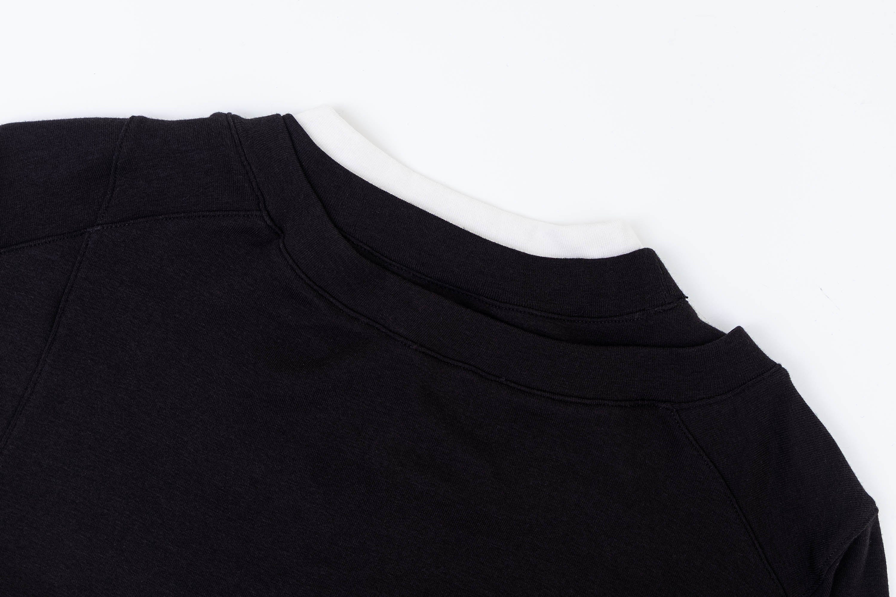 IN EXISTENCE Layered Asymmetrical Neck Embroidered Long-Sleeve Tee